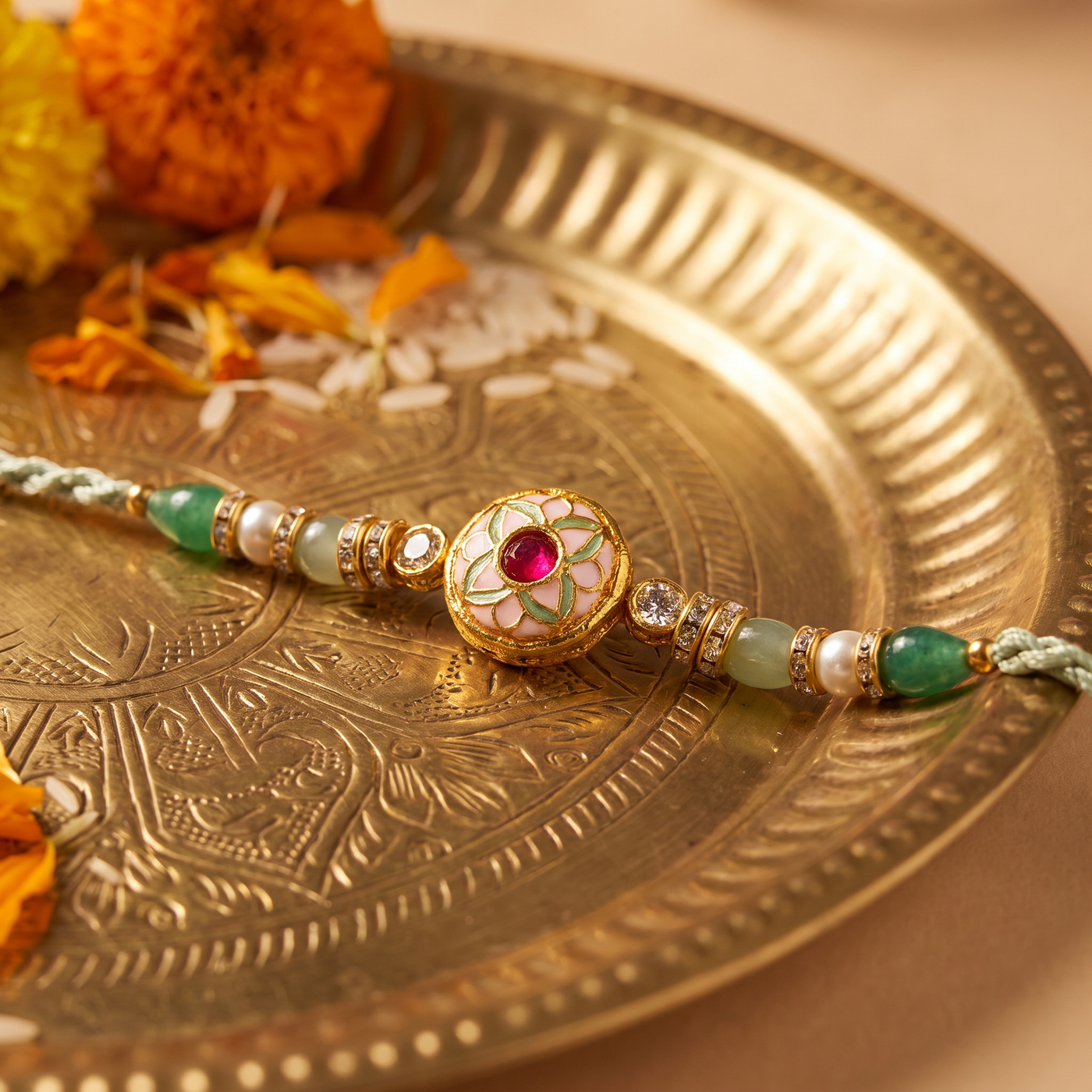 Divya Kundan Swastik Rakhi