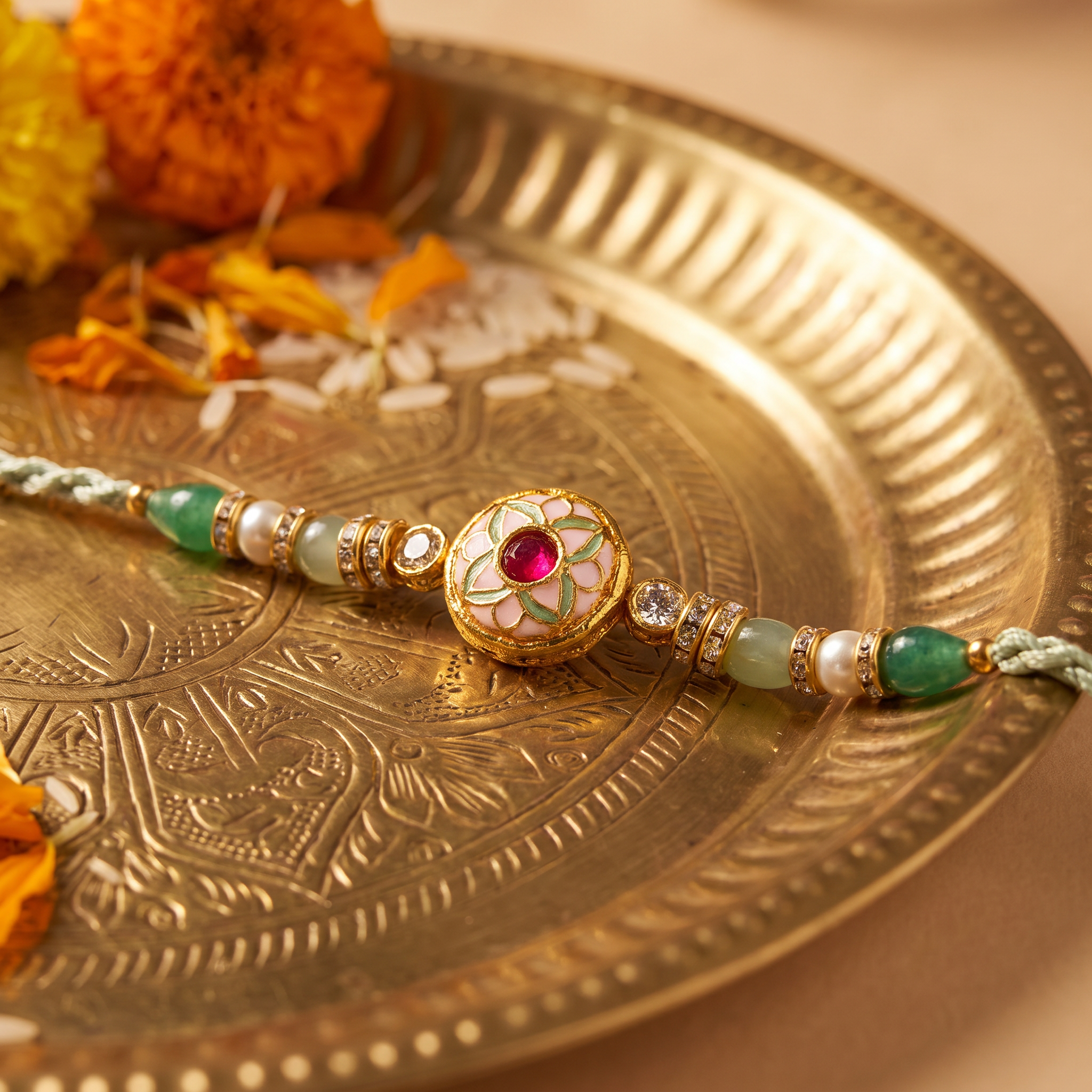 Divya Kundan Swastik Rakhi