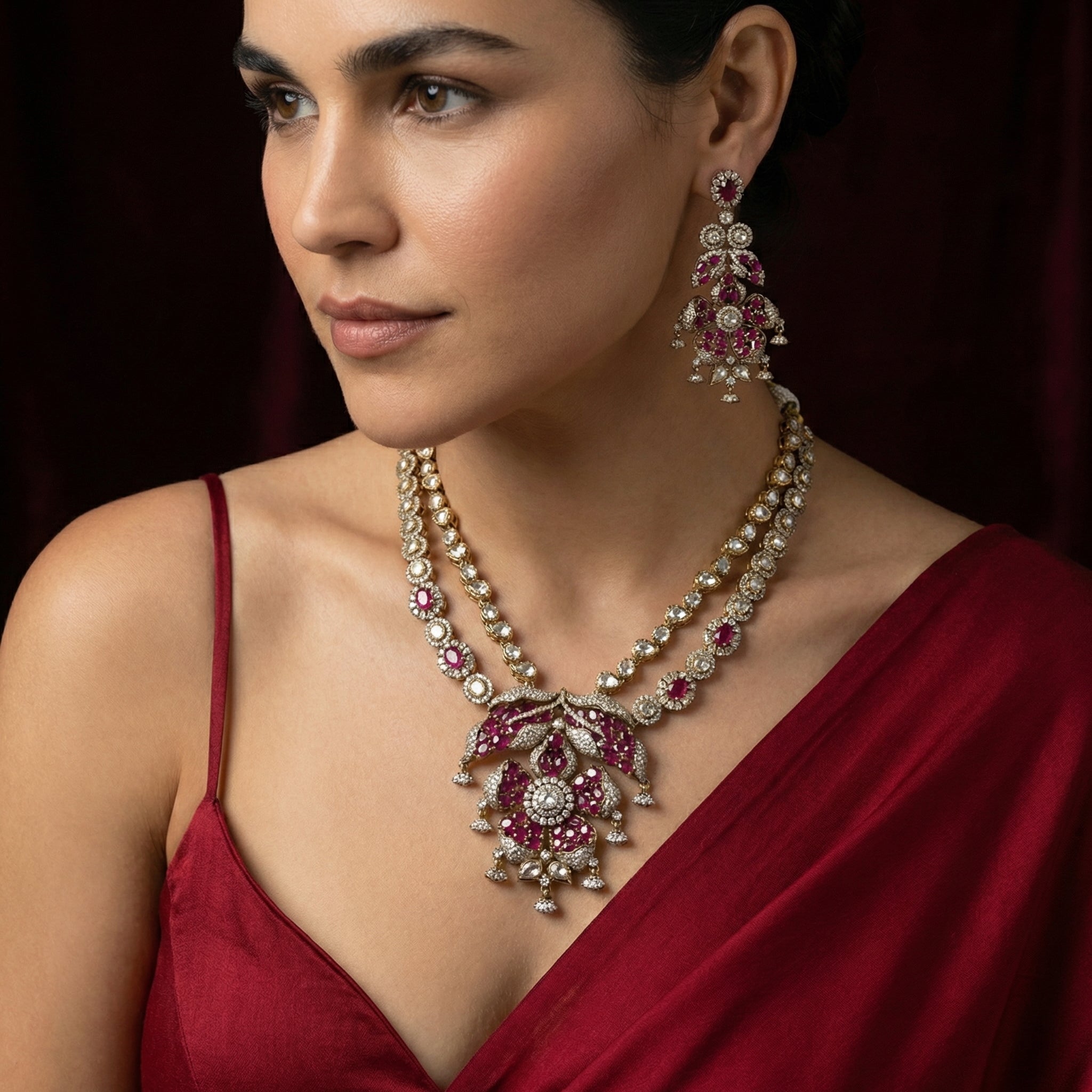 Ruby Woo Long Necklace Set