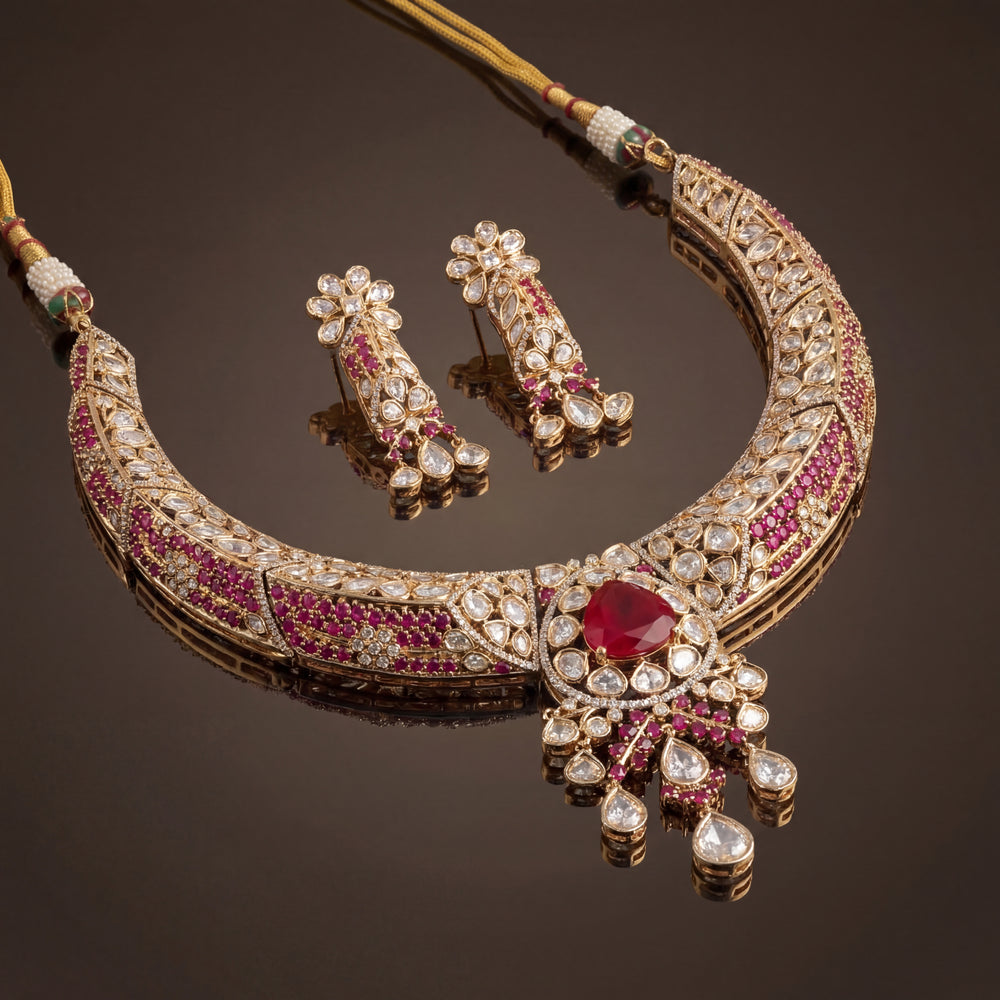 Shanaya Ruby Necklace Set – artisan Indian jewelry by Ozel