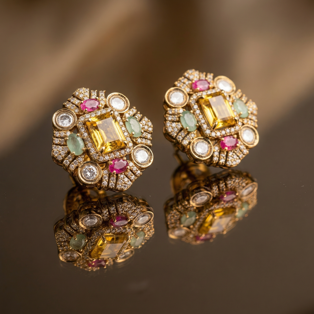 Sofia Navira Statement Earrings – ornate Indian occasion earrings by Ozel