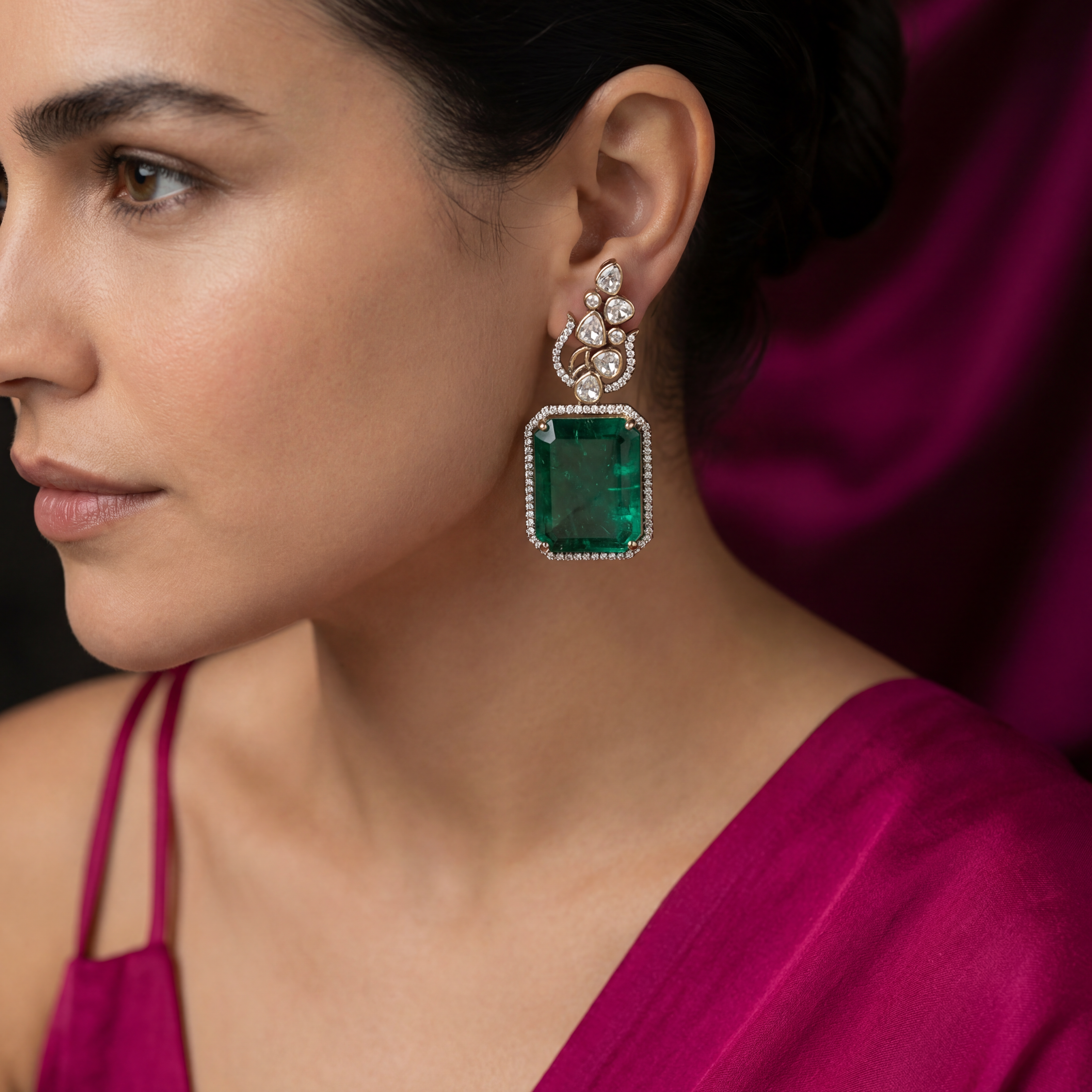 Emerald Cut Drop Earrings