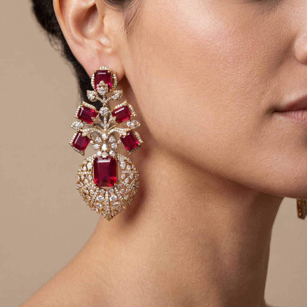 Zafira bloom statement earrings – worn on ear by Ozel