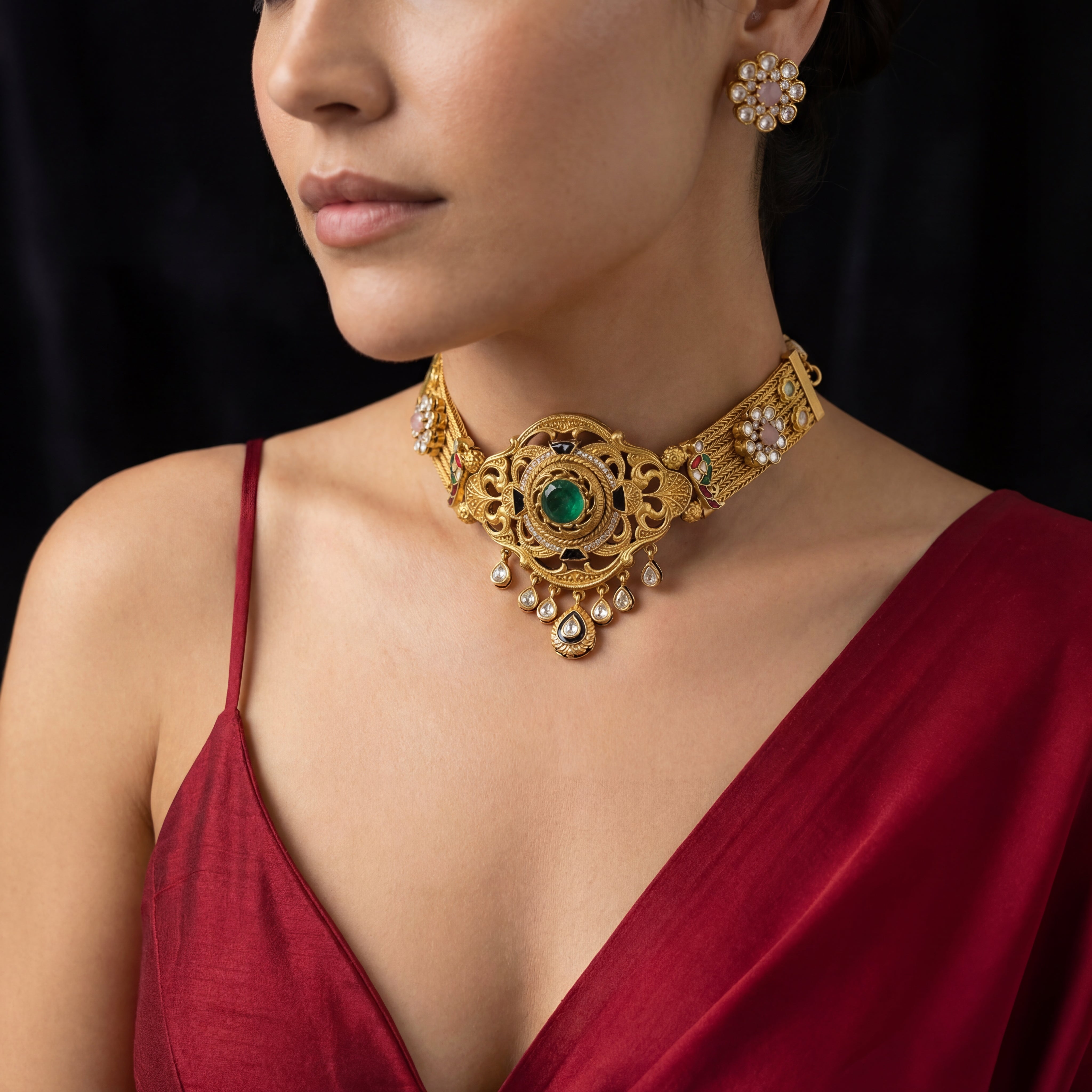 Zubeida Golden Choker Set