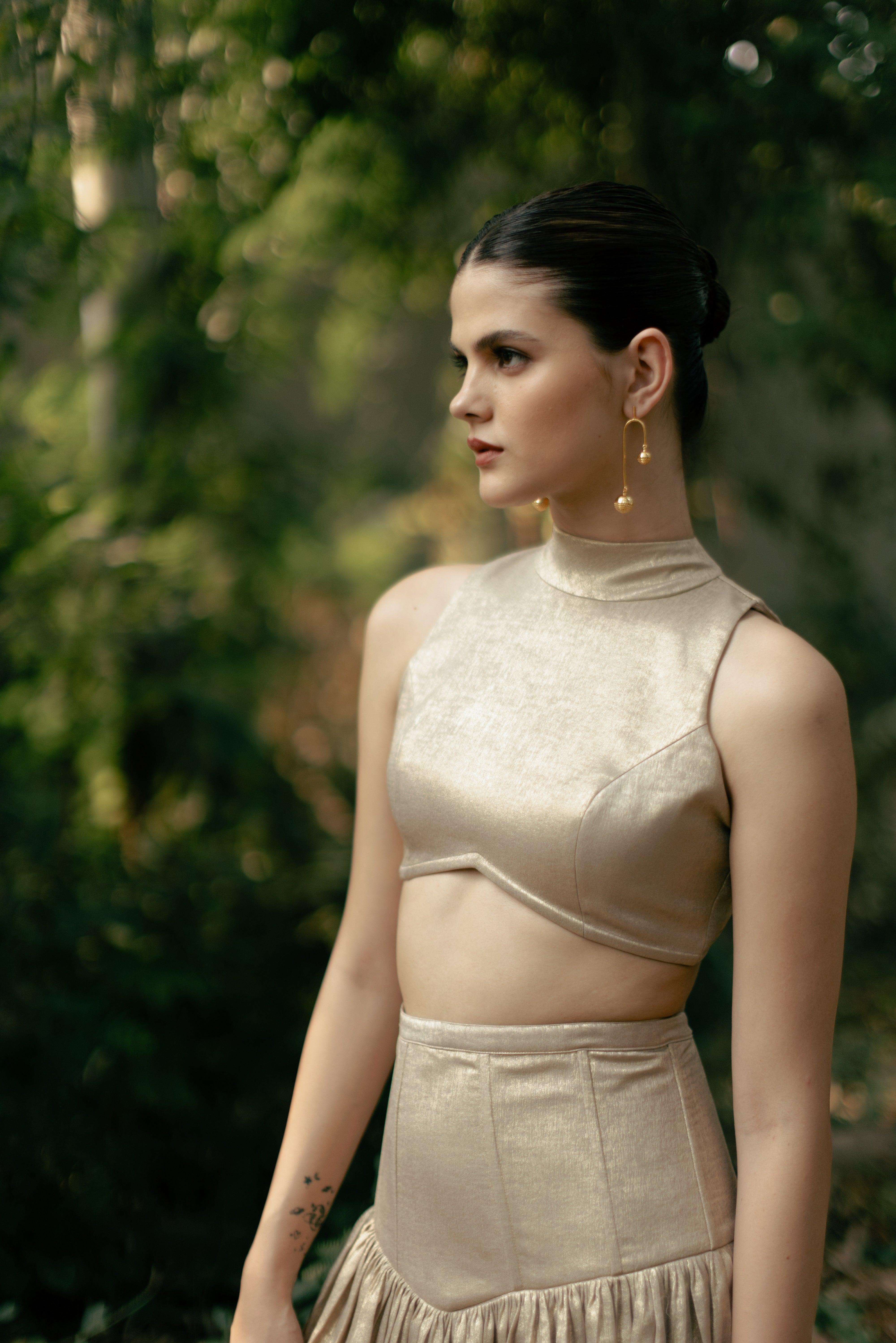 Leia Corset Skirt and Top set - Gold - Ozel