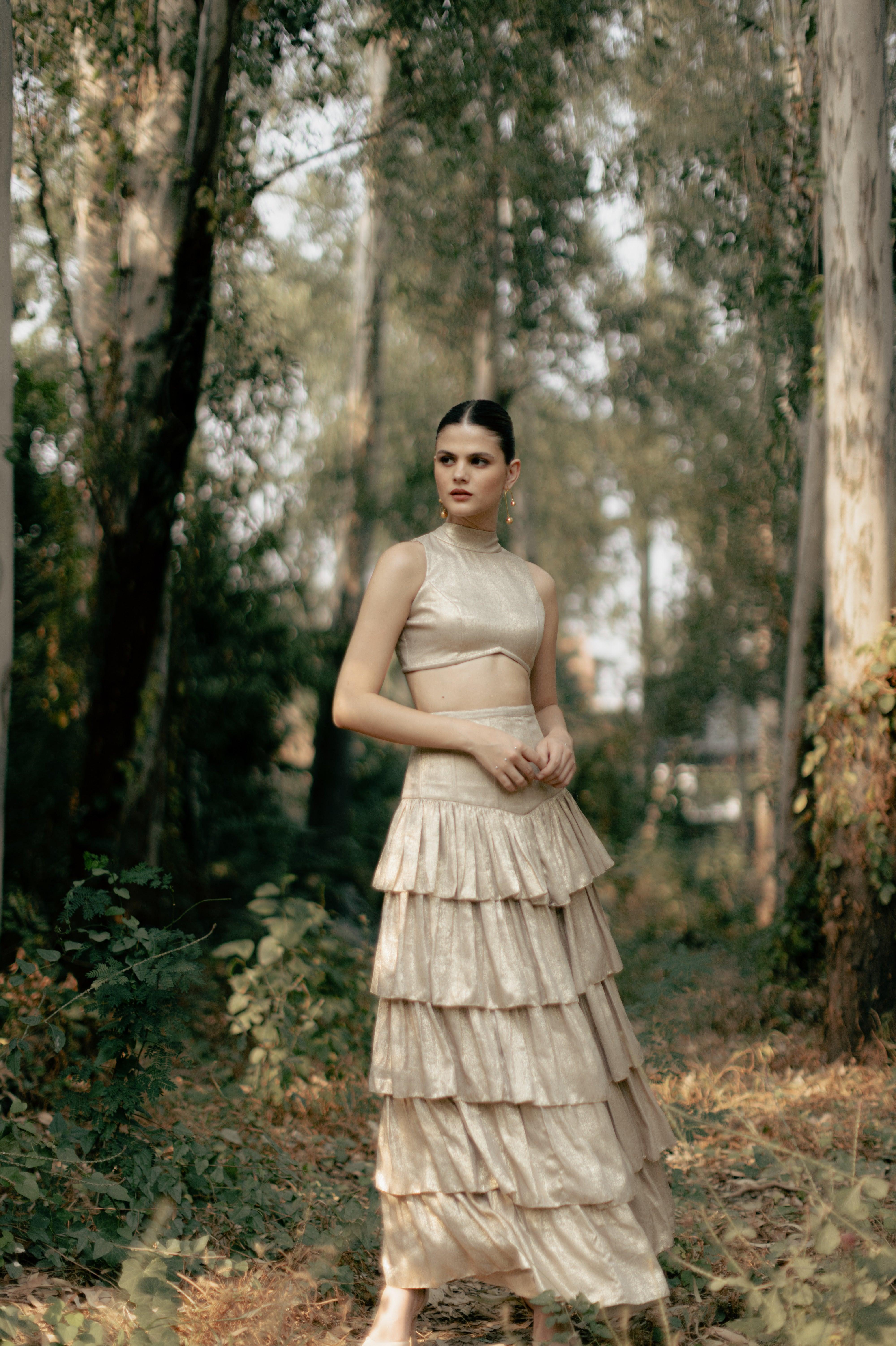 Leia Corset Skirt and Top set - Gold - Ozel