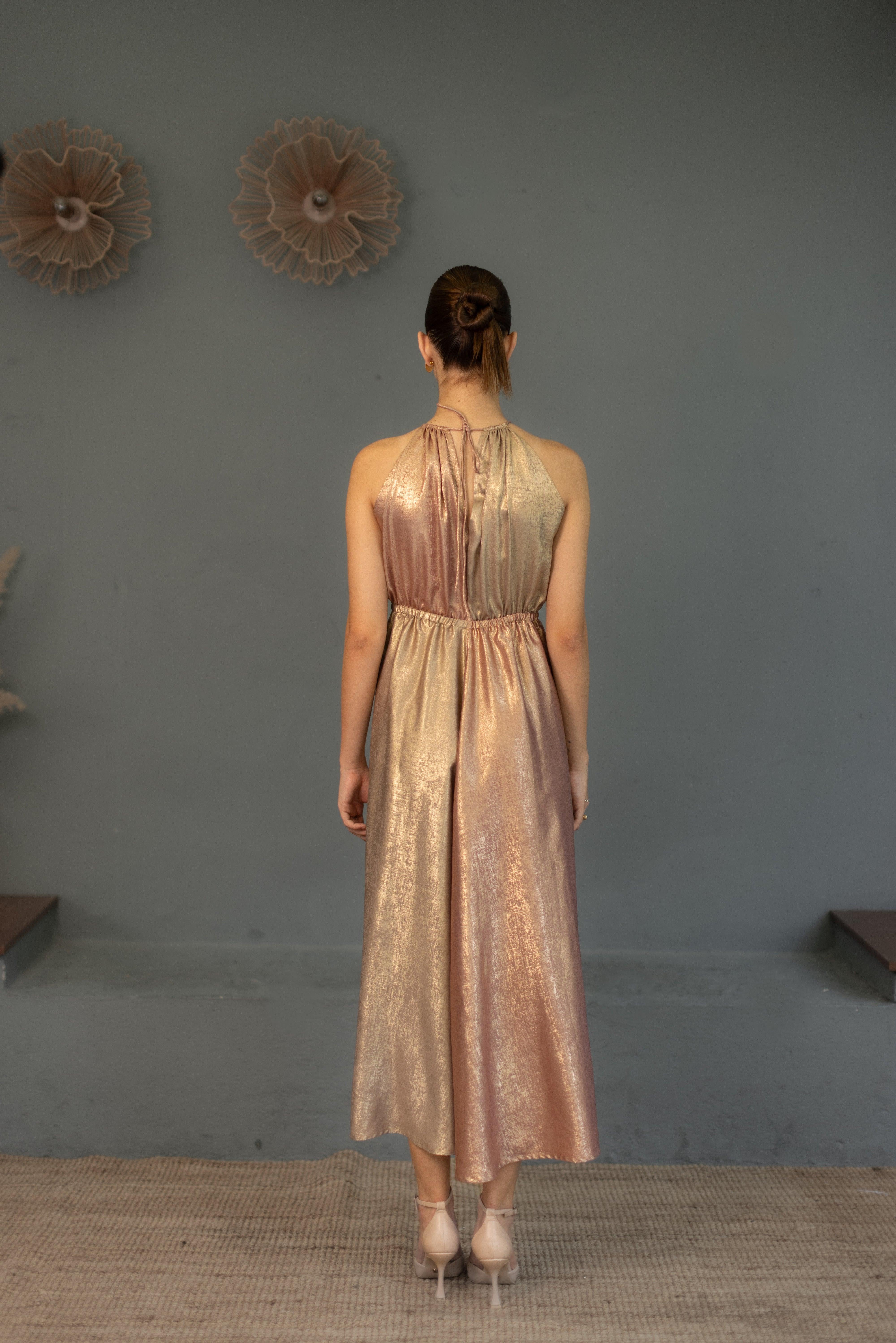 Harper Pink and Gold Two Tone Dress - Ozel