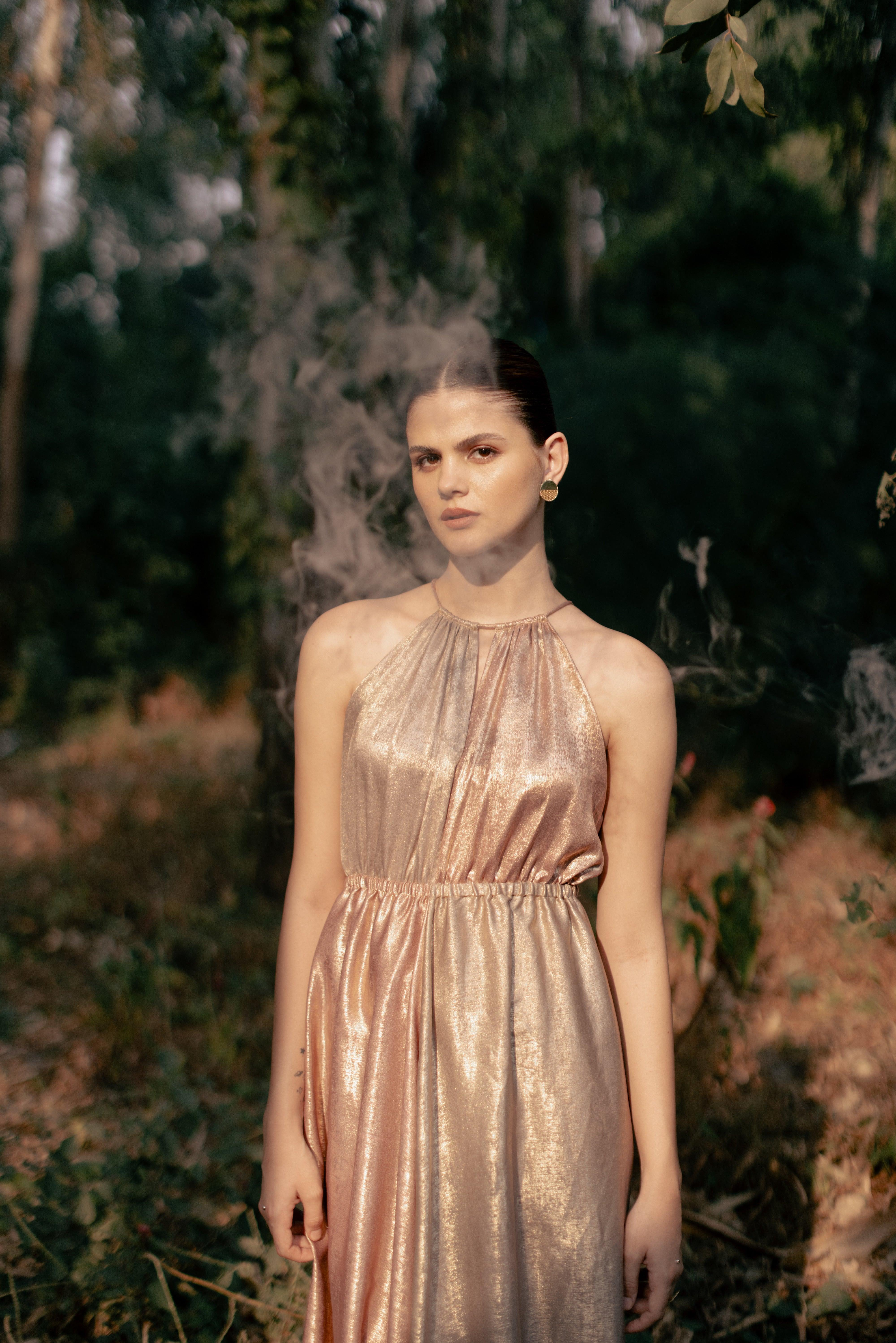 Harper Pink and Gold Two Tone Dress - Ozel