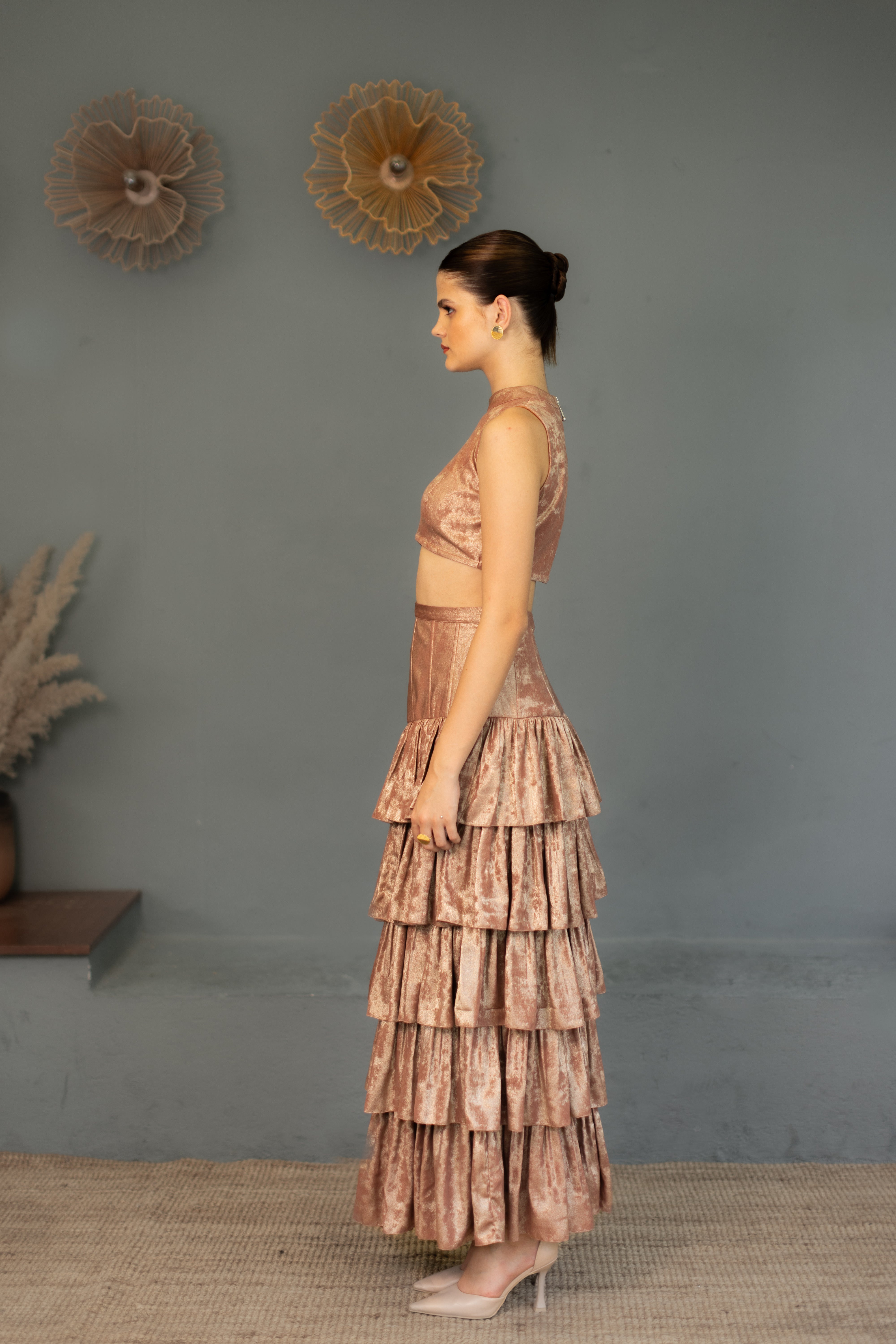 Leia Corset Skirt and Top set - Rose Gold