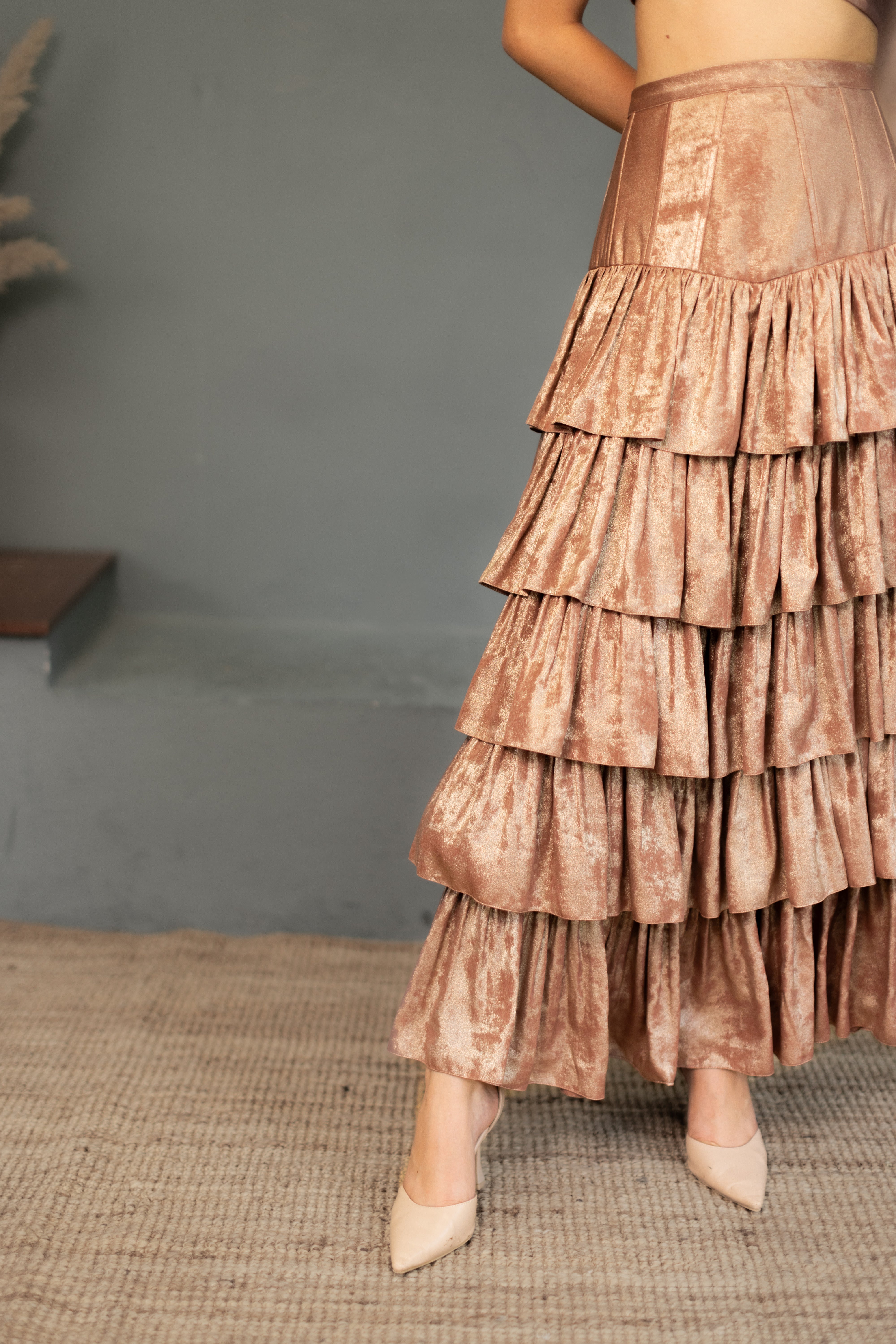 Leia Corset Skirt and Top set - Rose Gold