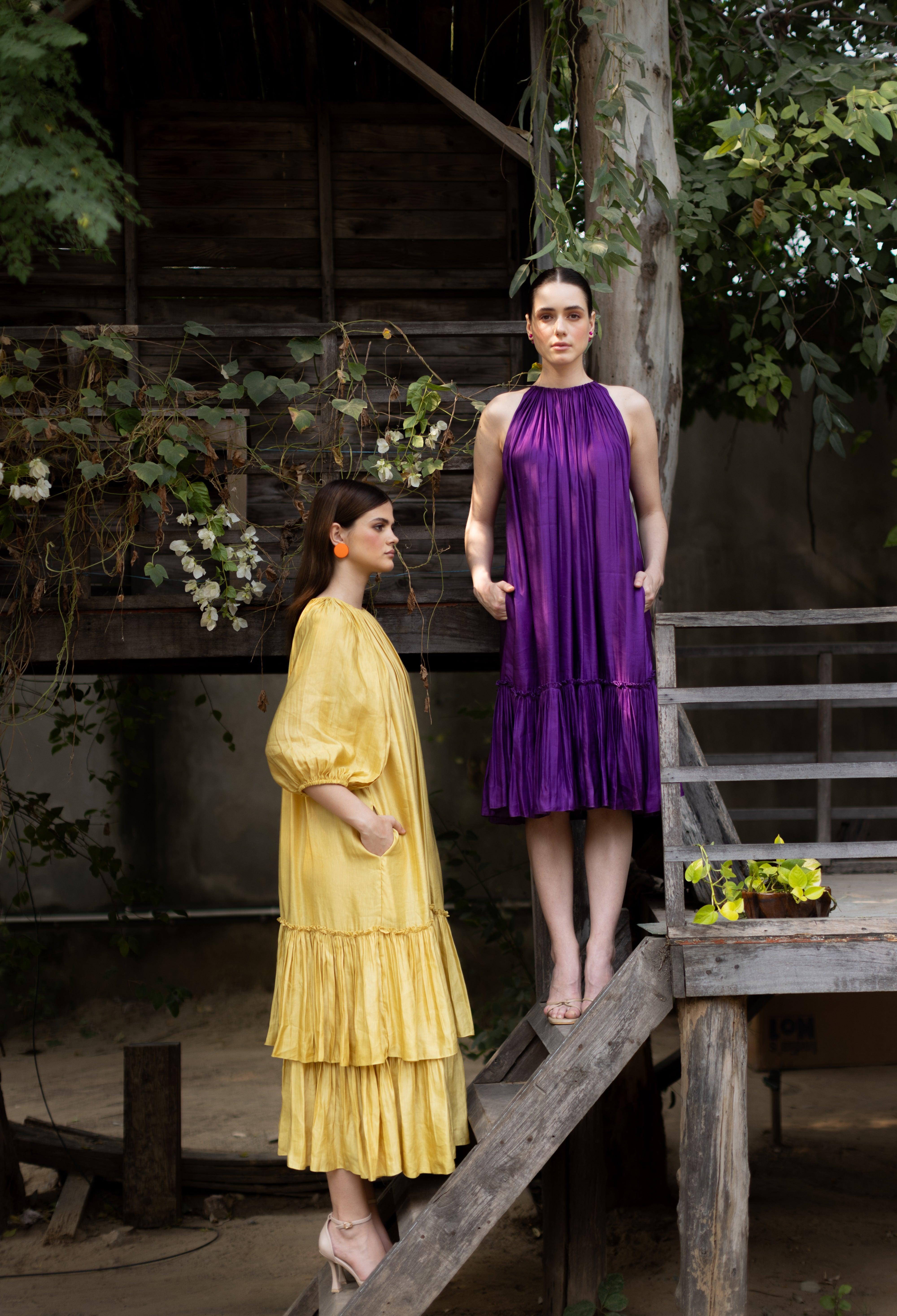 Ariana Mustard Dress with pockets - Ozel