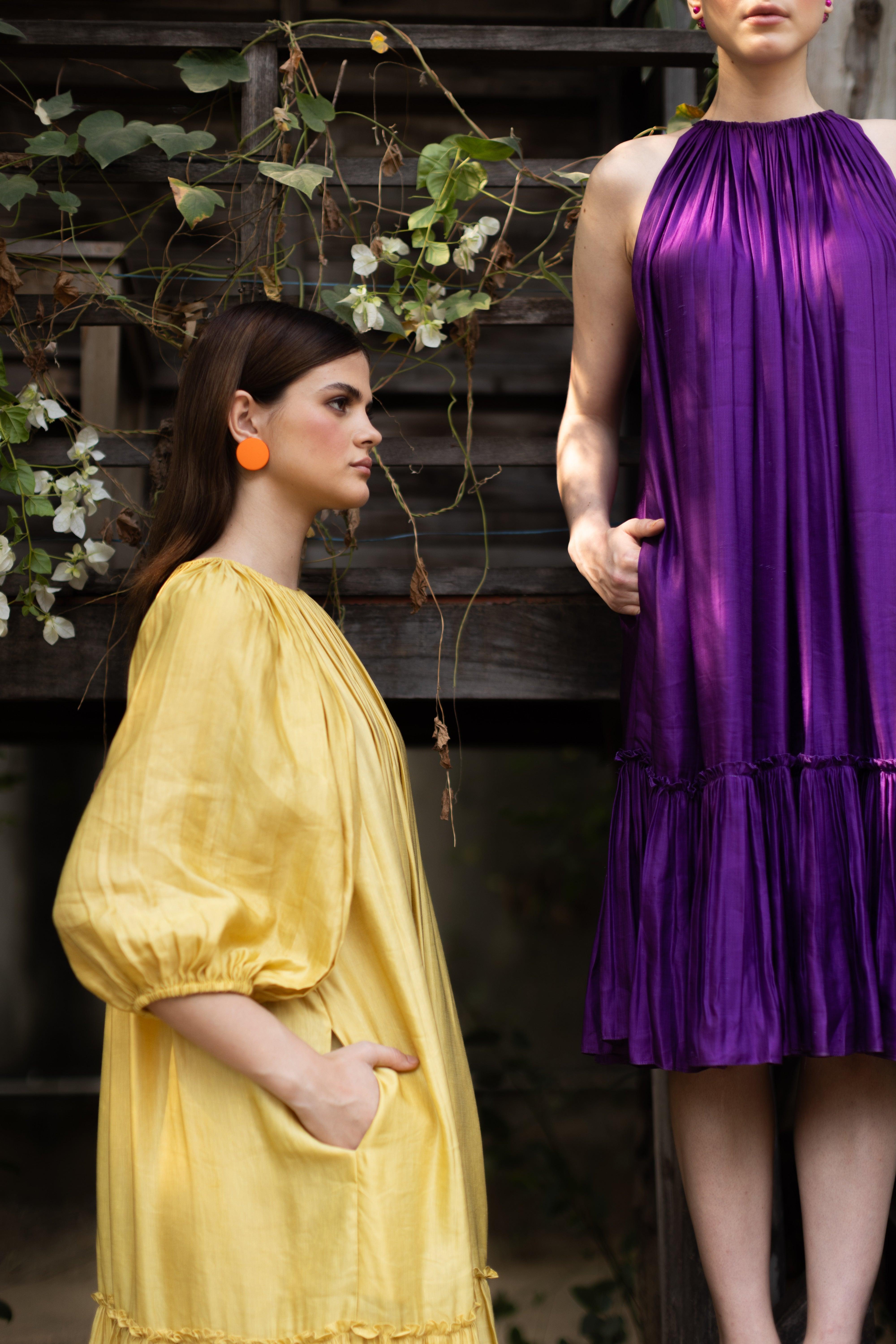 Ariana Mustard Dress with pockets - Ozel