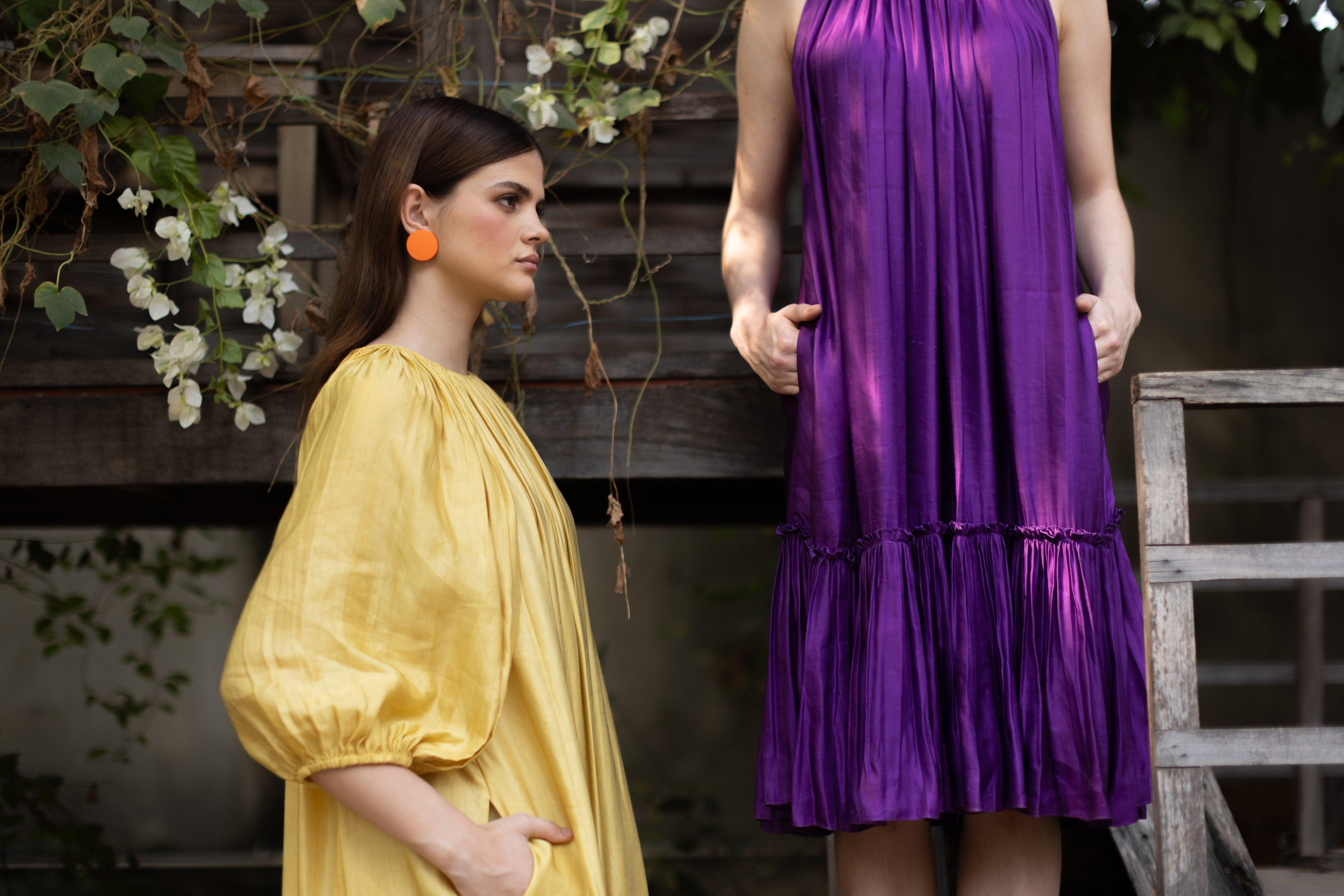 Ariana Mustard Dress with pockets - Ozel