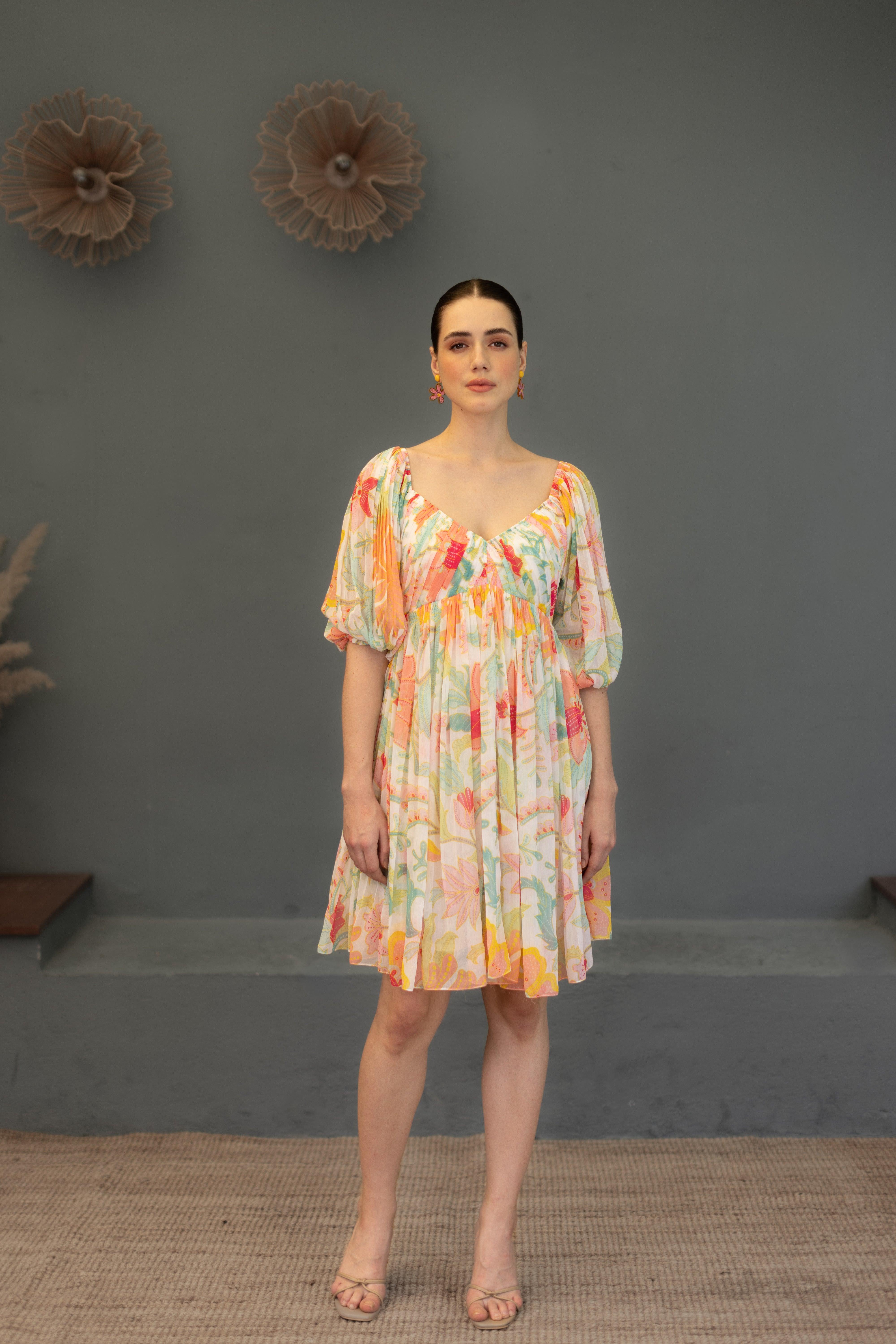 Mia Floral V neck dress - Ozel