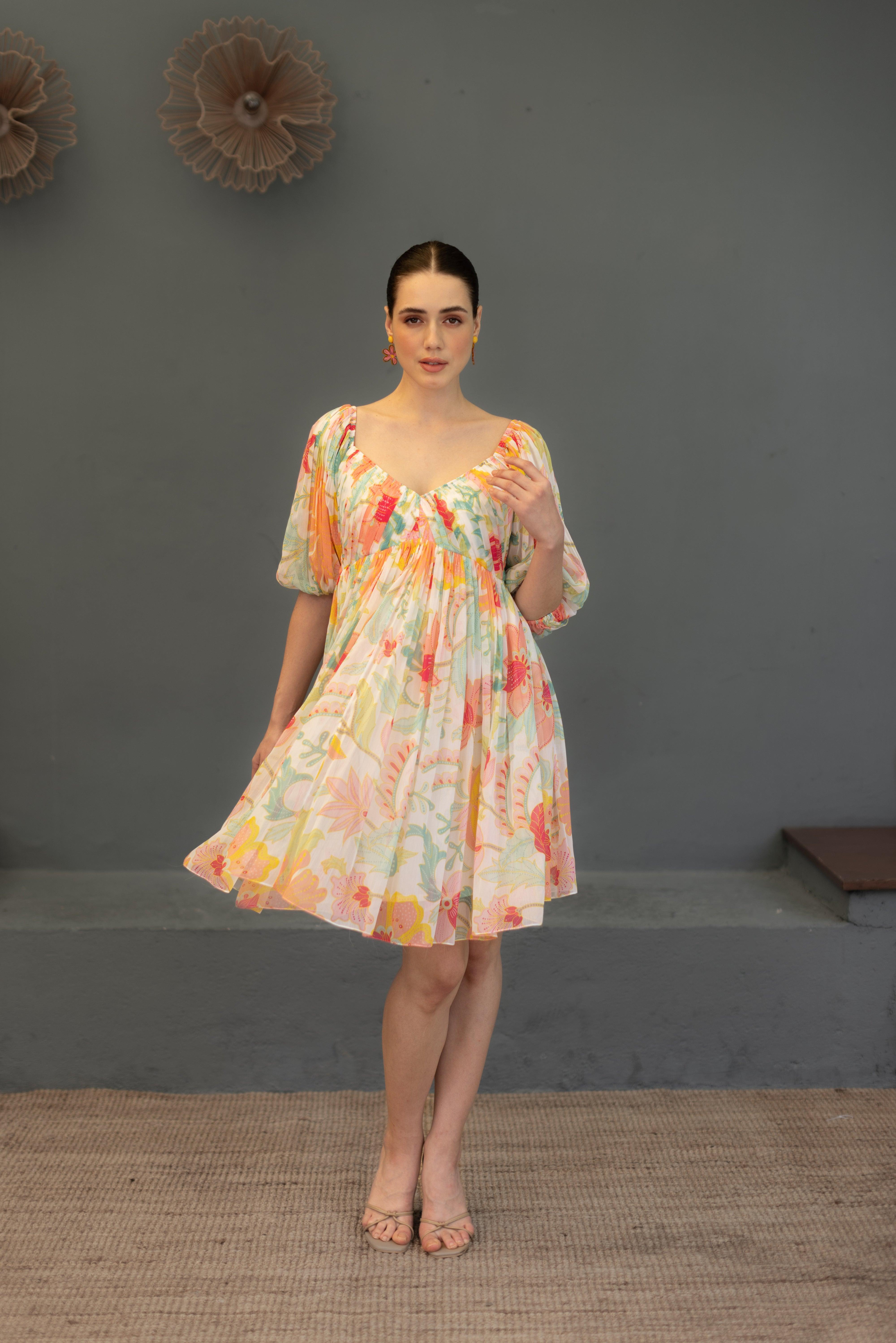 Mia Floral V neck dress - Ozel