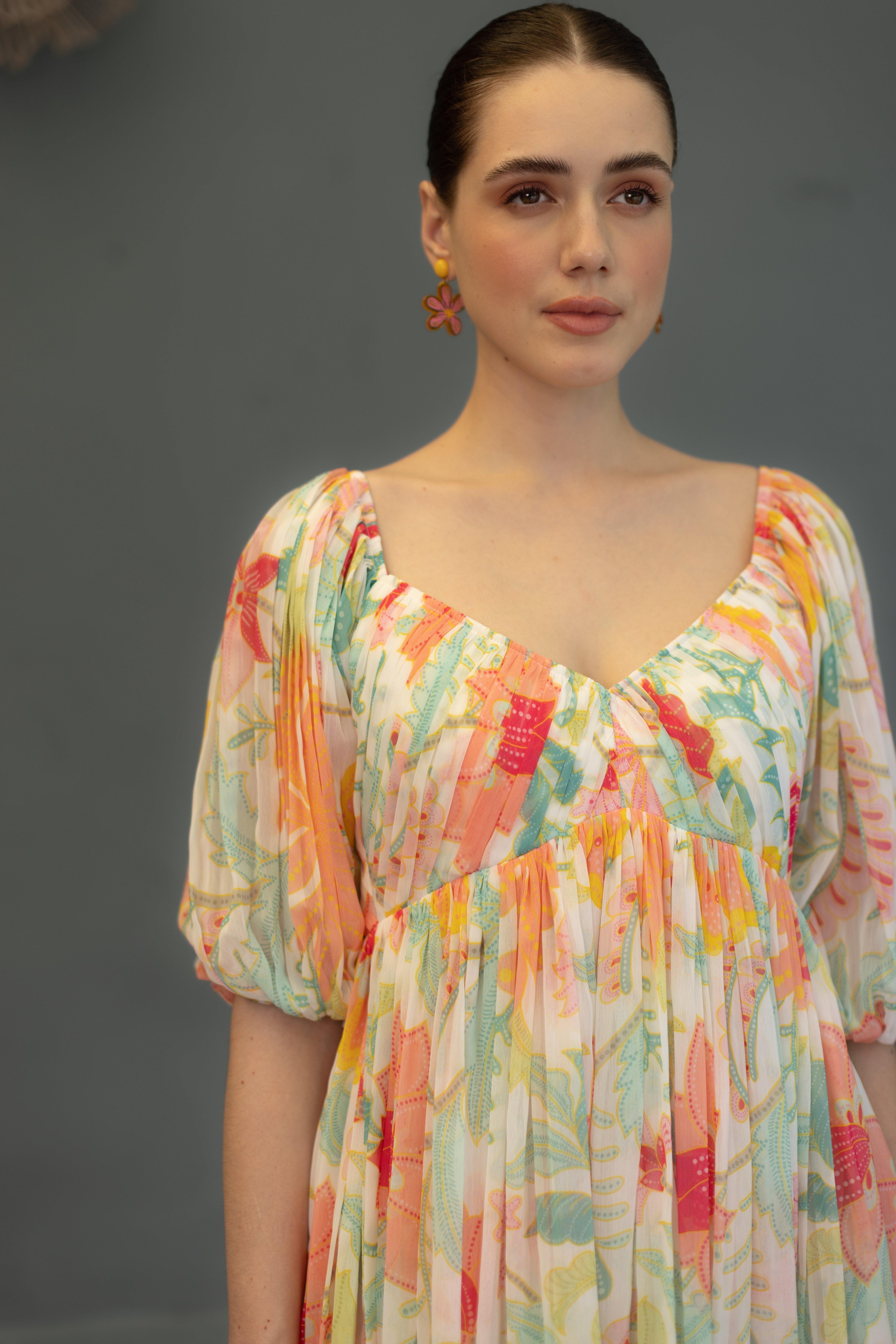 Mia Floral V neck dress - Ozel