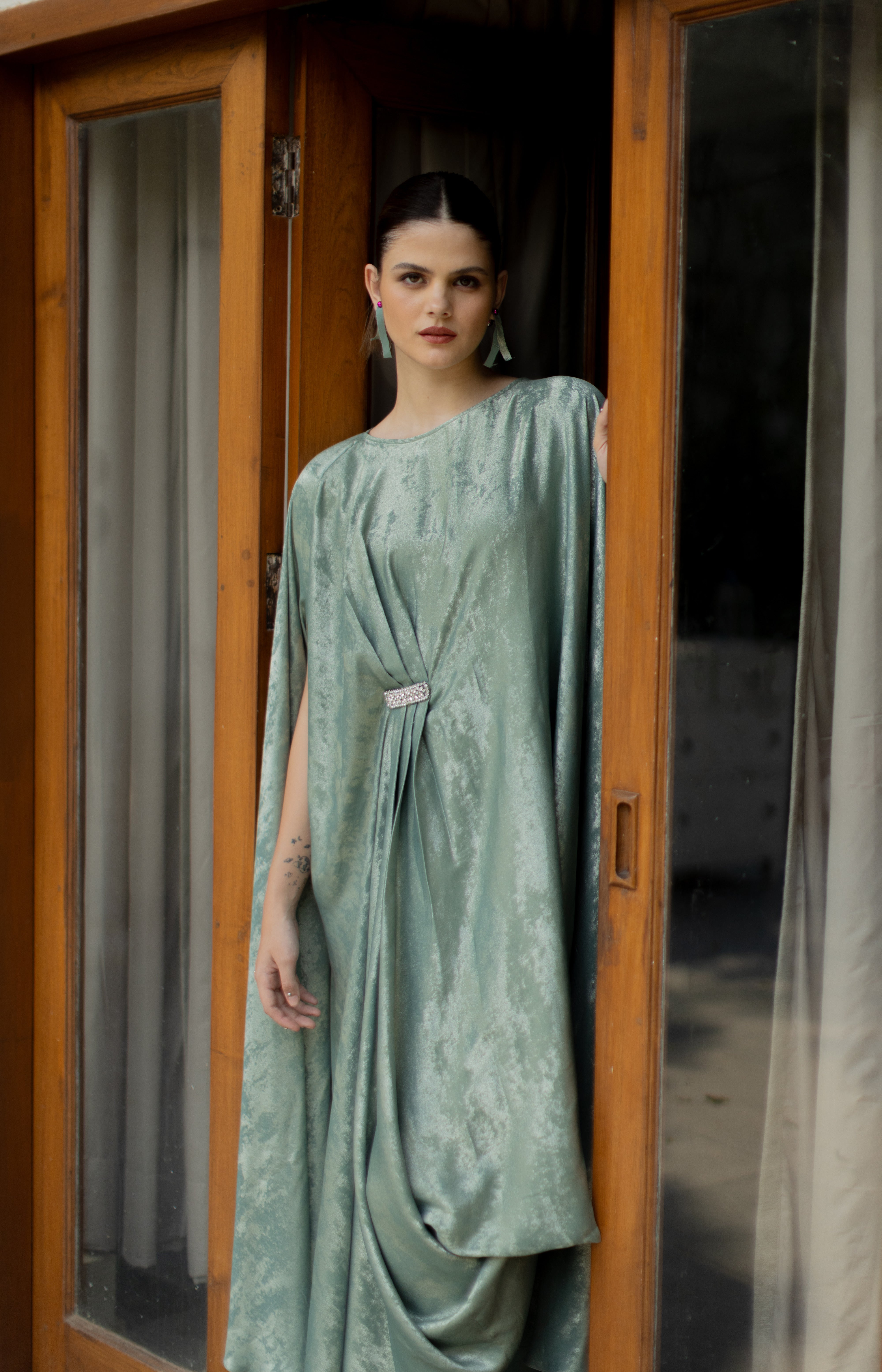 Alia Sage Green Kaftan Dress