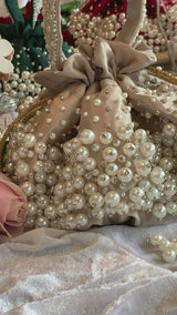 Beige Bijoux Potli Bag with Handle
