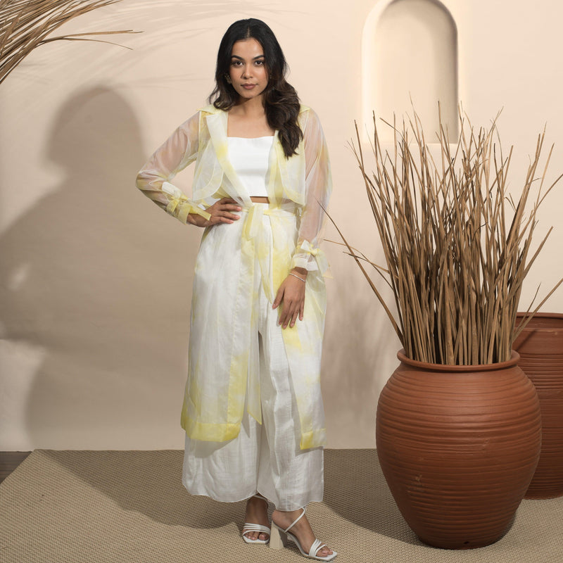 Organza Trench Coat Yellow