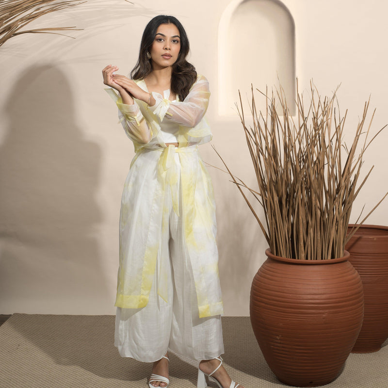 Organza Trench Coat Yellow