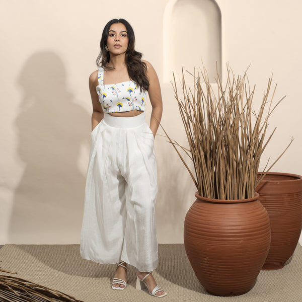 Ivory Flare Pants and Print Top