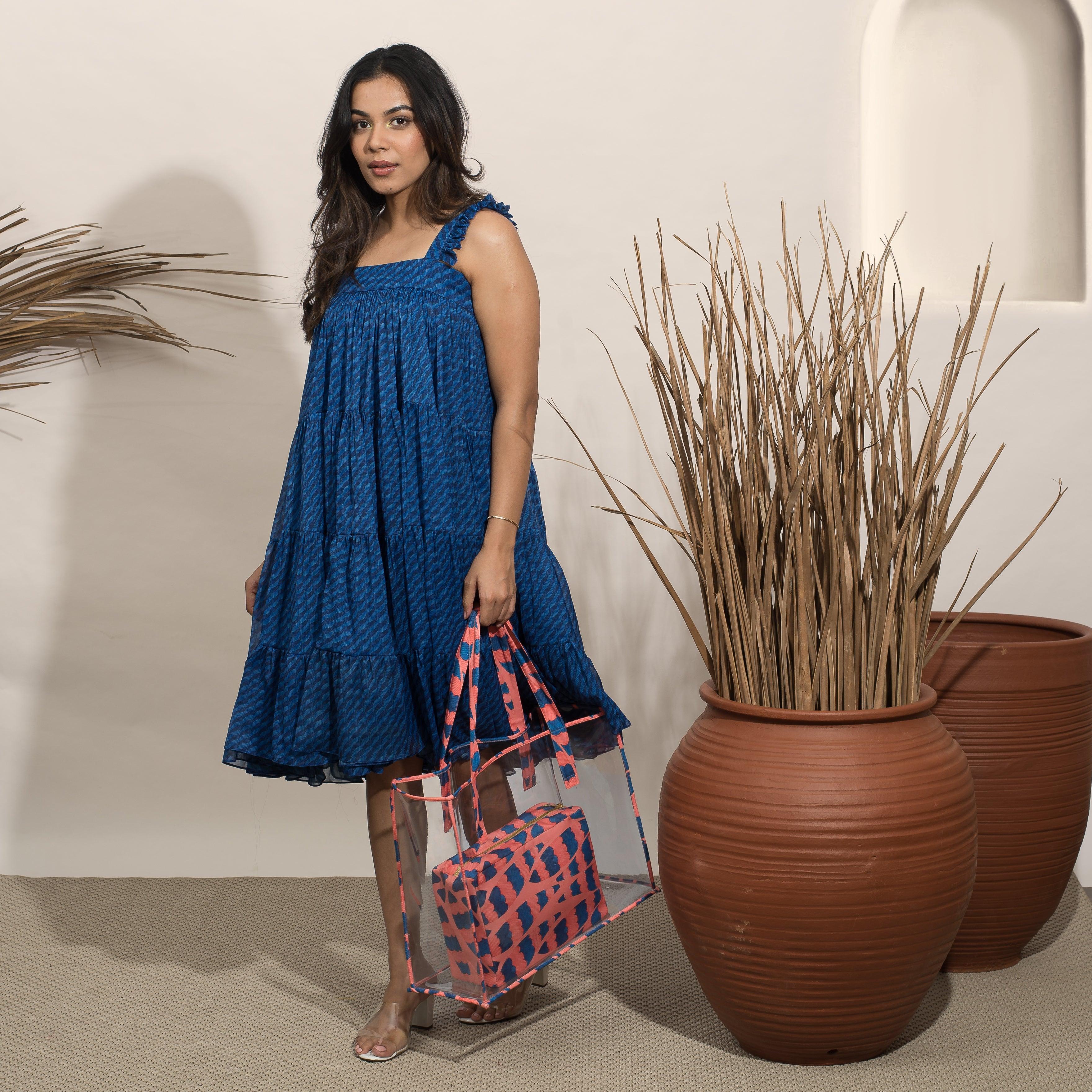Noir Blue Flare Dress - Ozel
