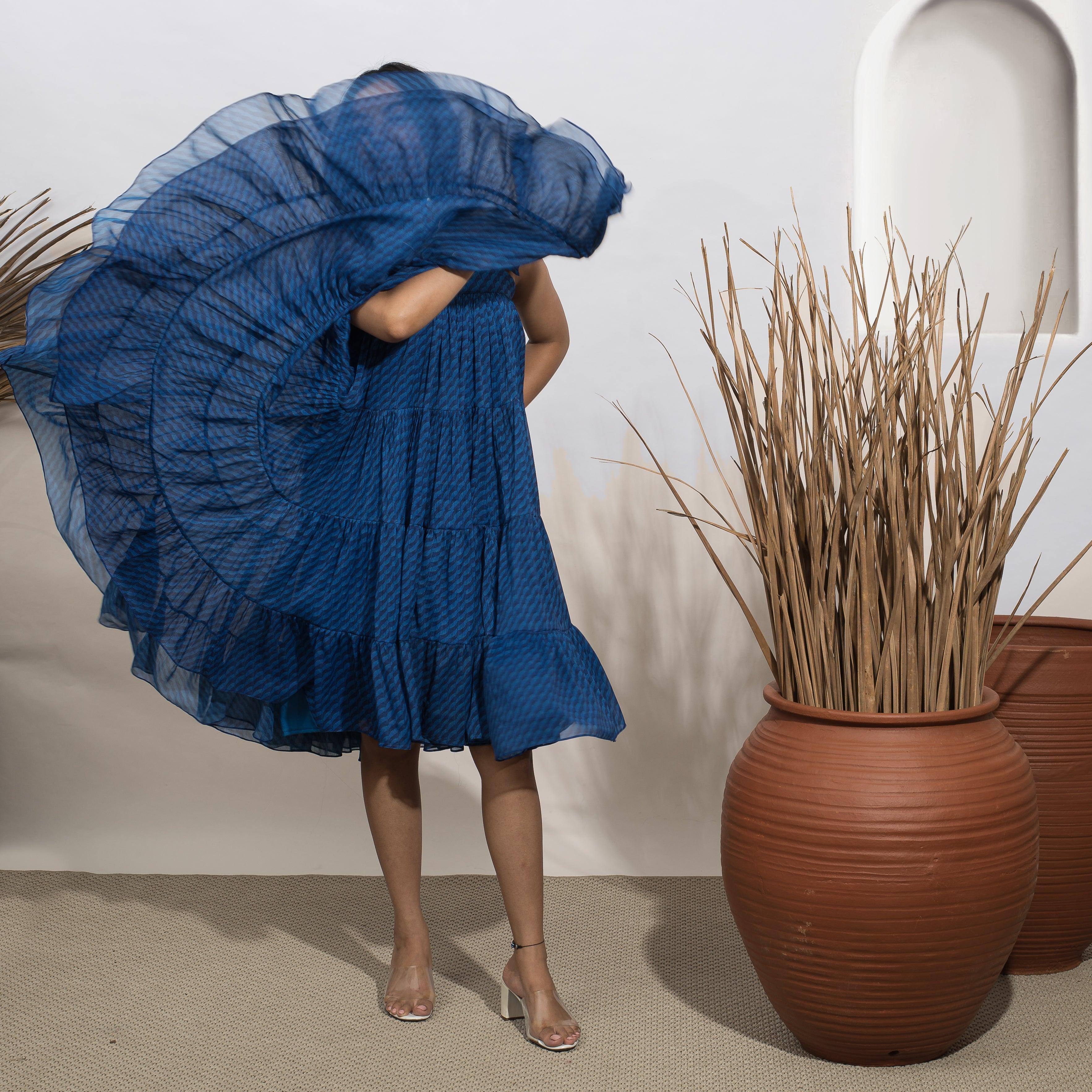 Noir Blue Flare Dress - Ozel