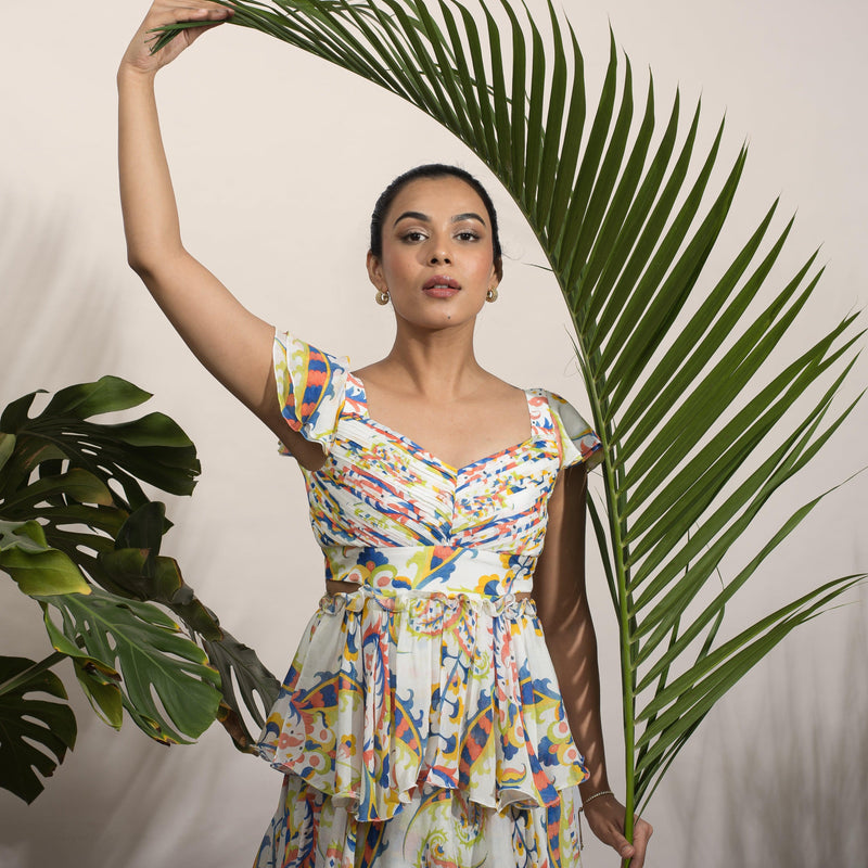 Mon Cheri Chiffon Pleated Long Dress