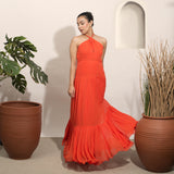 Coco Fiery Orange Halter Gown