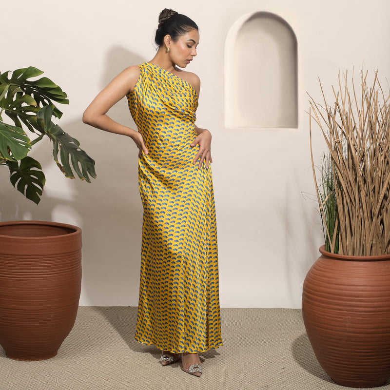 Dolce Off Shoulder Draped Gown
