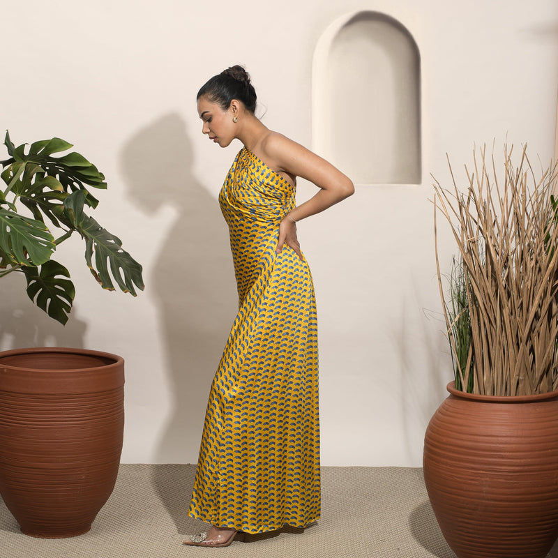 Dolce Off Shoulder Draped Gown