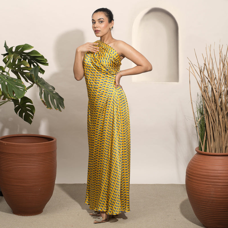 Dolce Off Shoulder Draped Gown