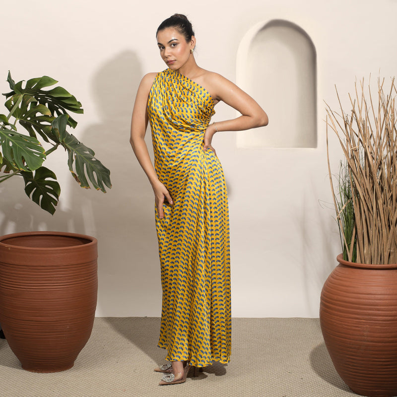 Dolce Off Shoulder Draped Gown
