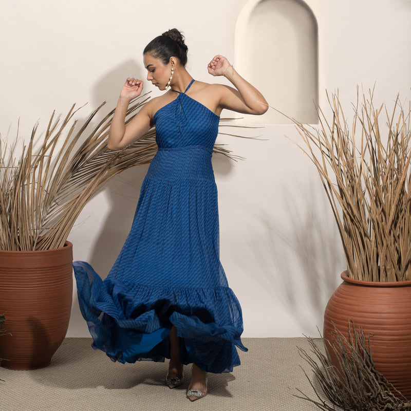 Noir Blue Halter Gown