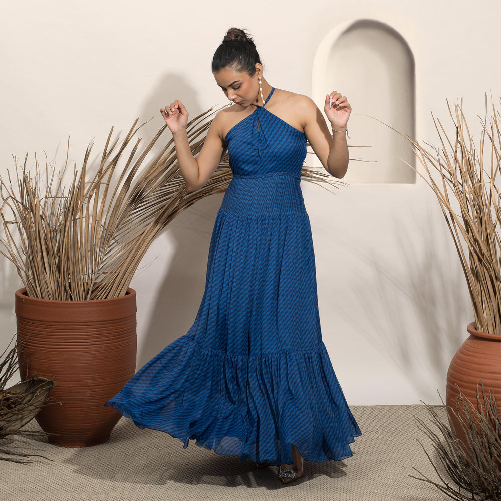 Noir Blue Halter Gown - Ozel