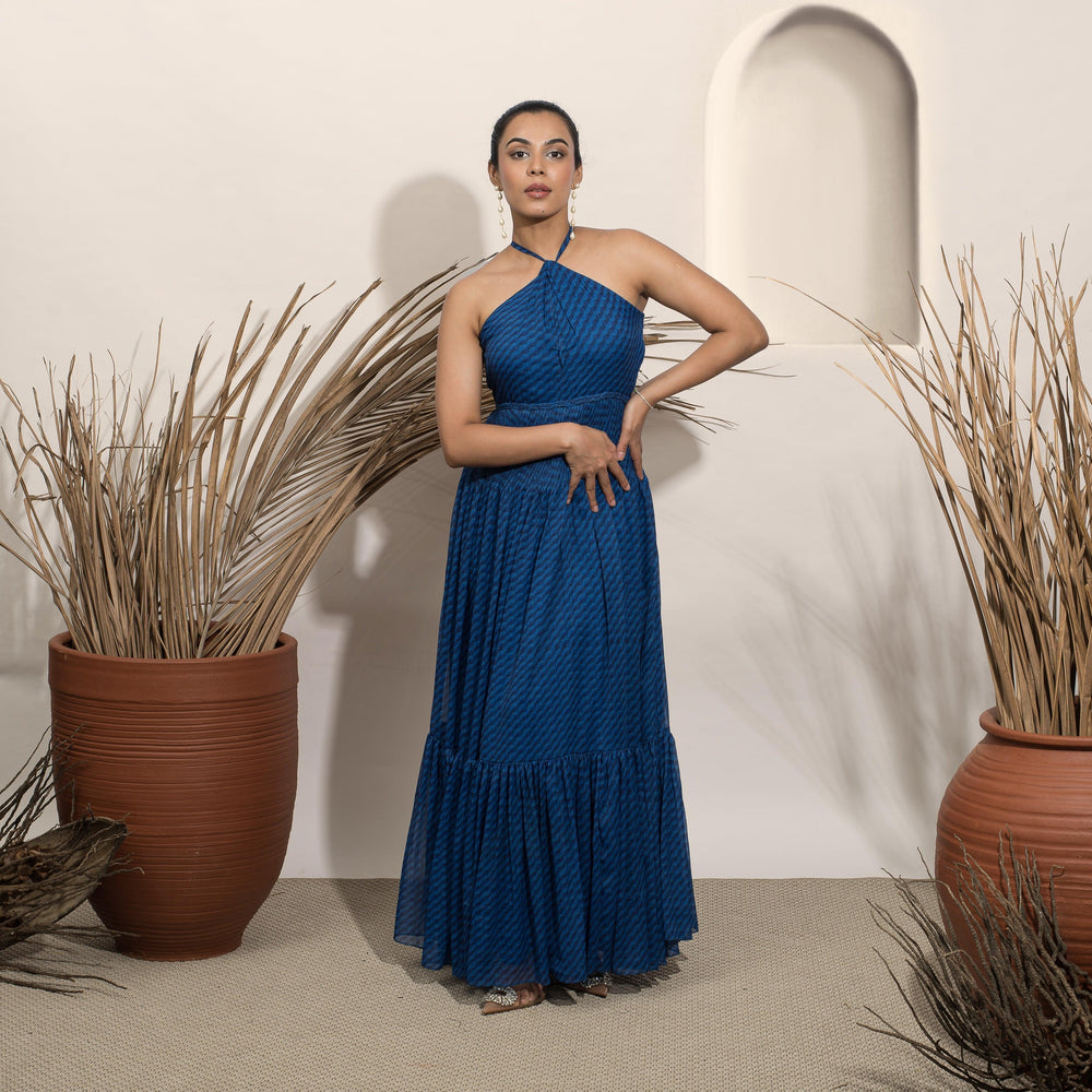 Noir Blue Halter Gown - Ozel