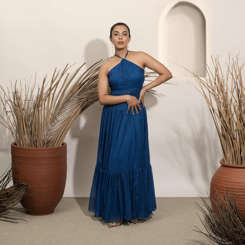 Noir Blue Halter Gown