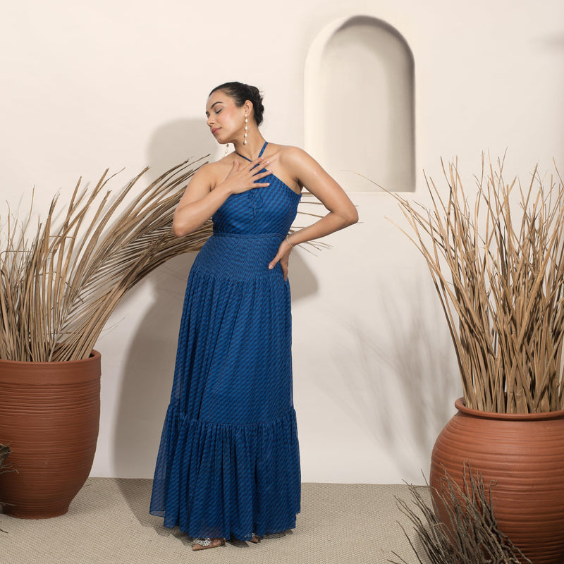 Noir Blue Halter Gown