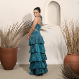 Starry Night Marbled Tiered Corset Skirt and Halter Top Set