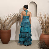 Starry Night Marbled Tiered Corset Skirt and Halter Top Set