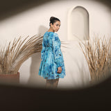 Starry Night Marbled V Neck Short Dress