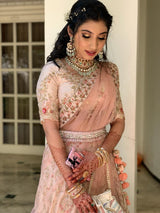 Pastel pink Hand Embroidered Belt
