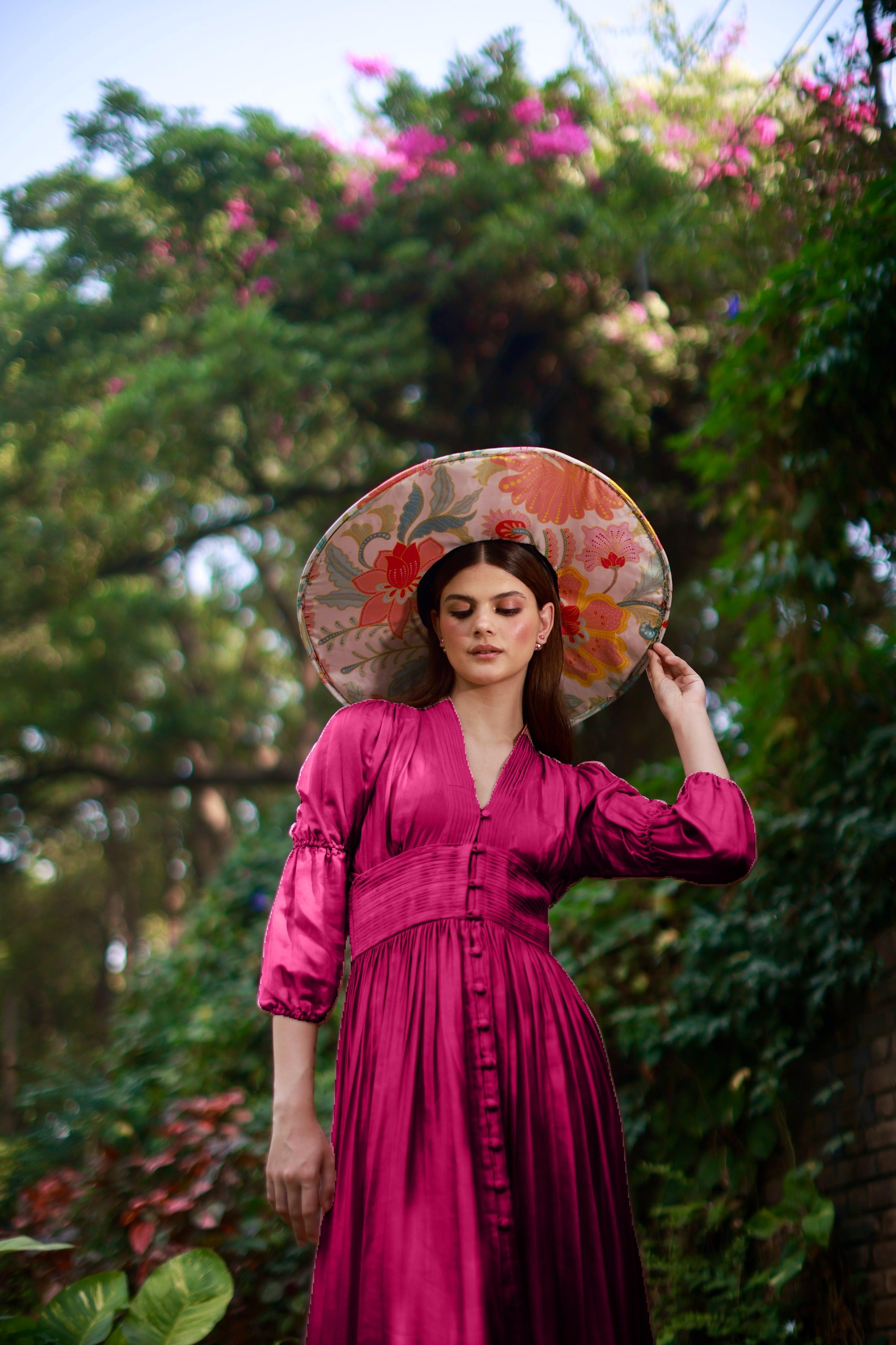 Valentina Button Down Dress Hot Pink - Ozel