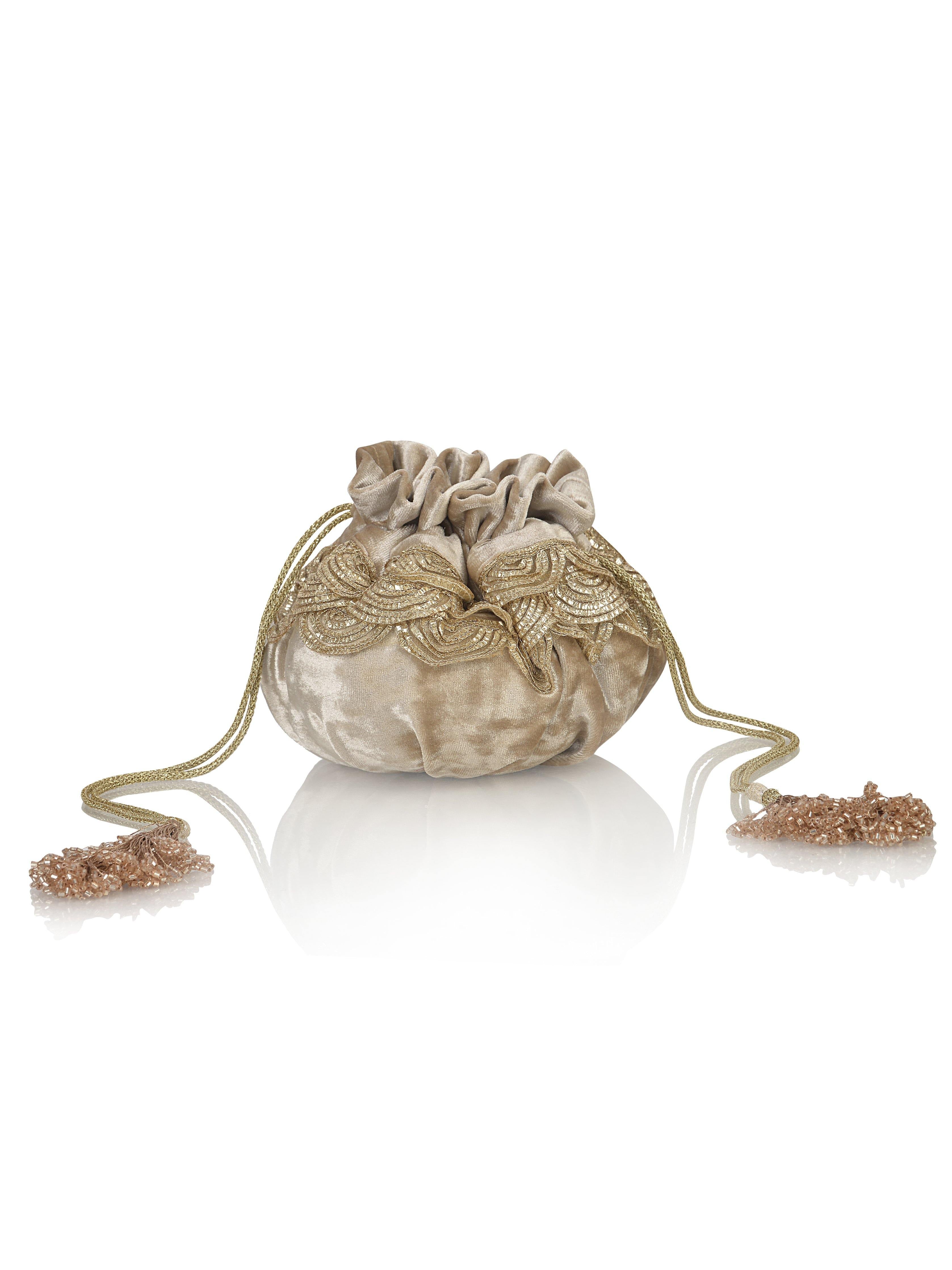 Gold Scallop Potli Bag - Ozel