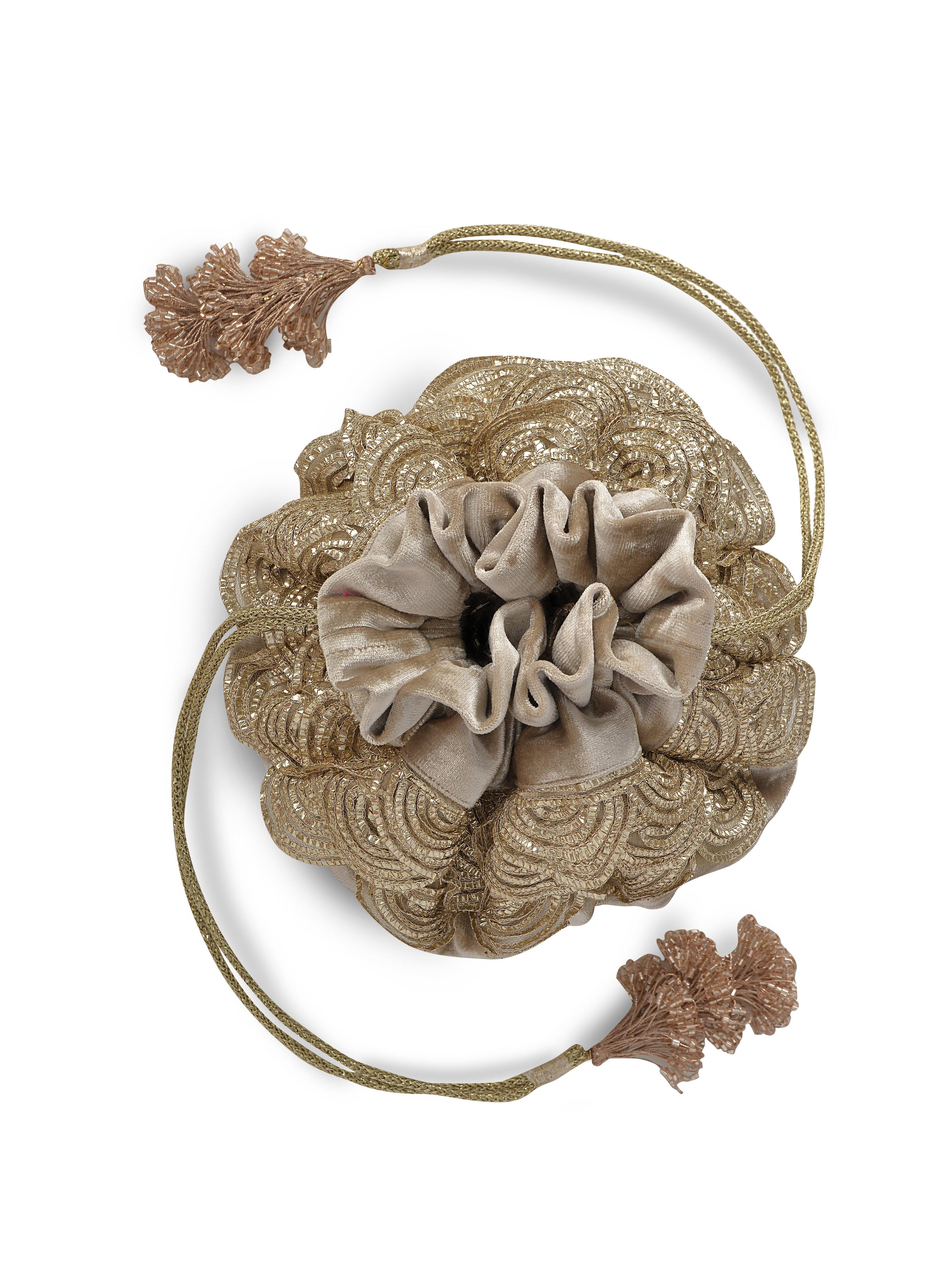 Gold Scallop Potli Bag - Ozel