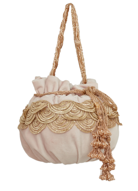 Blush Pink Scallop Potli - Ozel Bir Sey