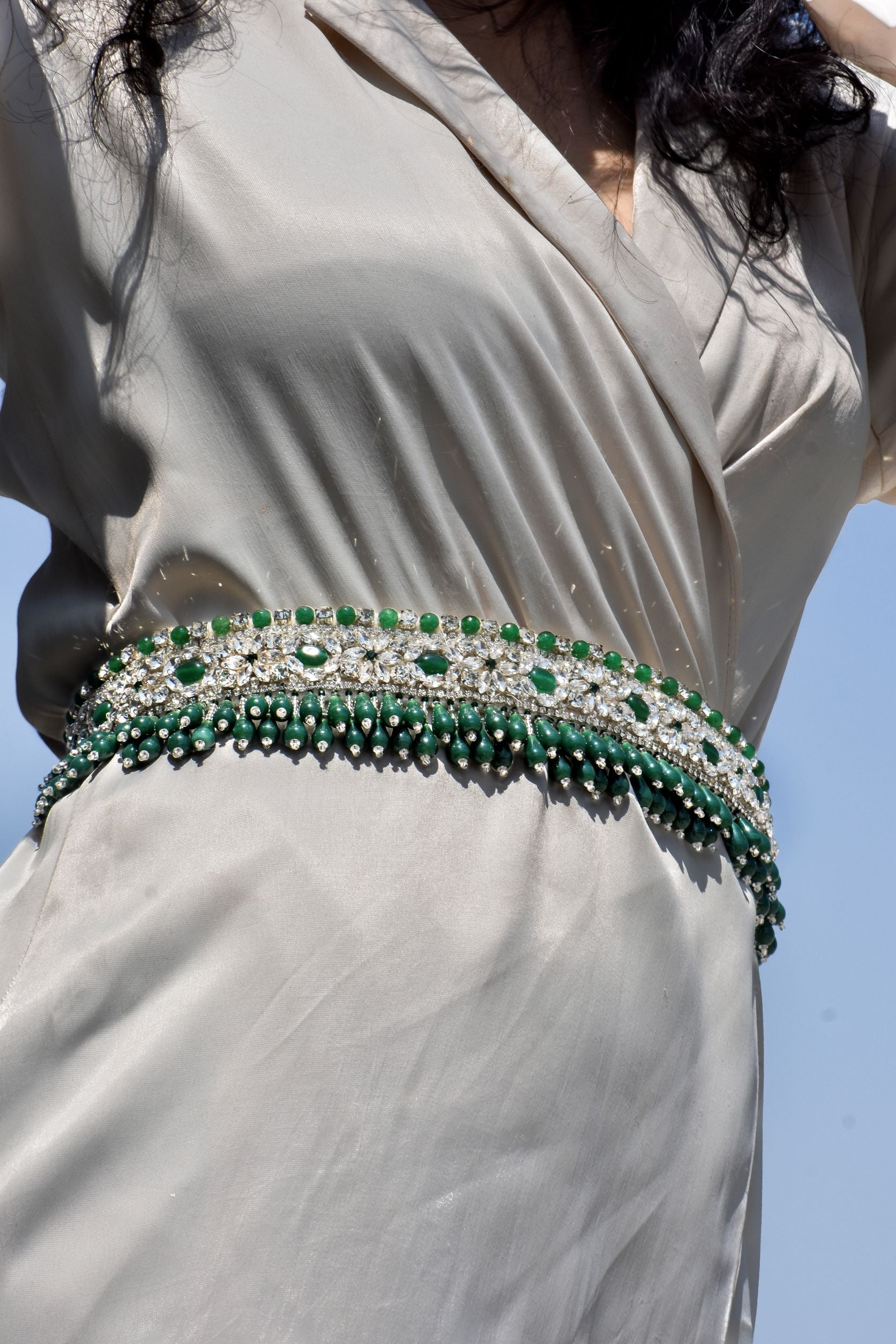 Emerald Hand Embroidered Belt