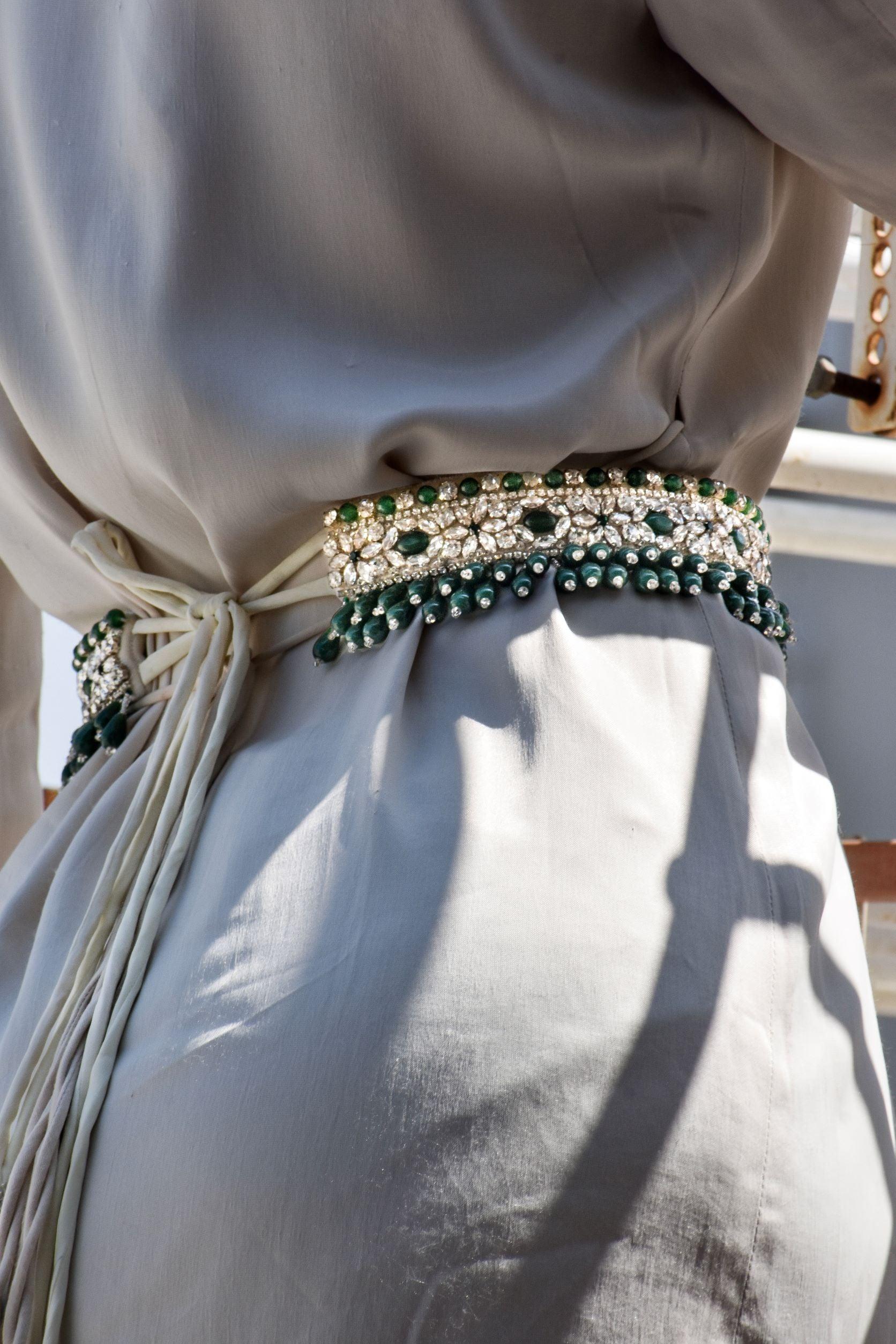 Emerald Hand Embroidered Belt