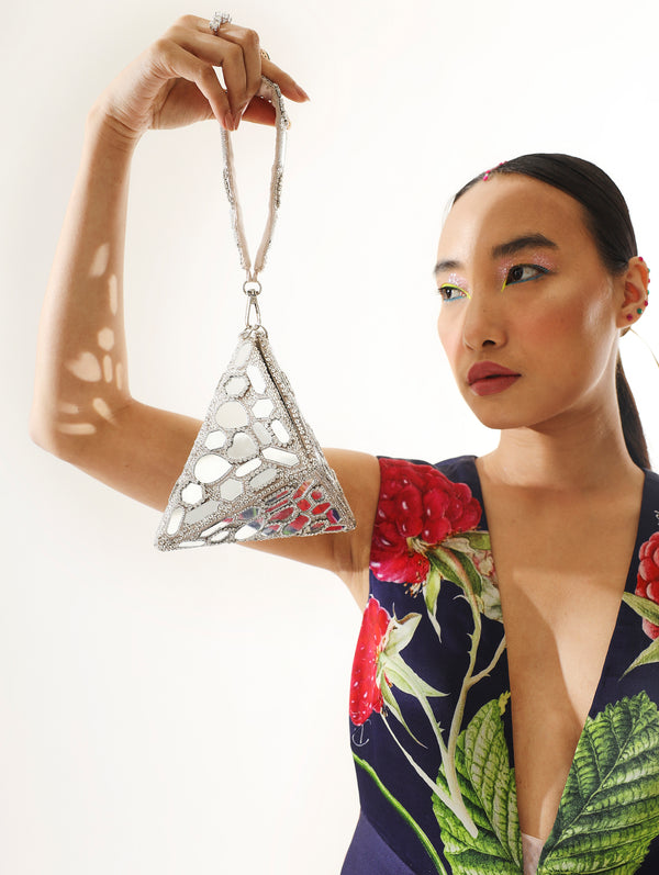 LFW Pyramid Silver Bag