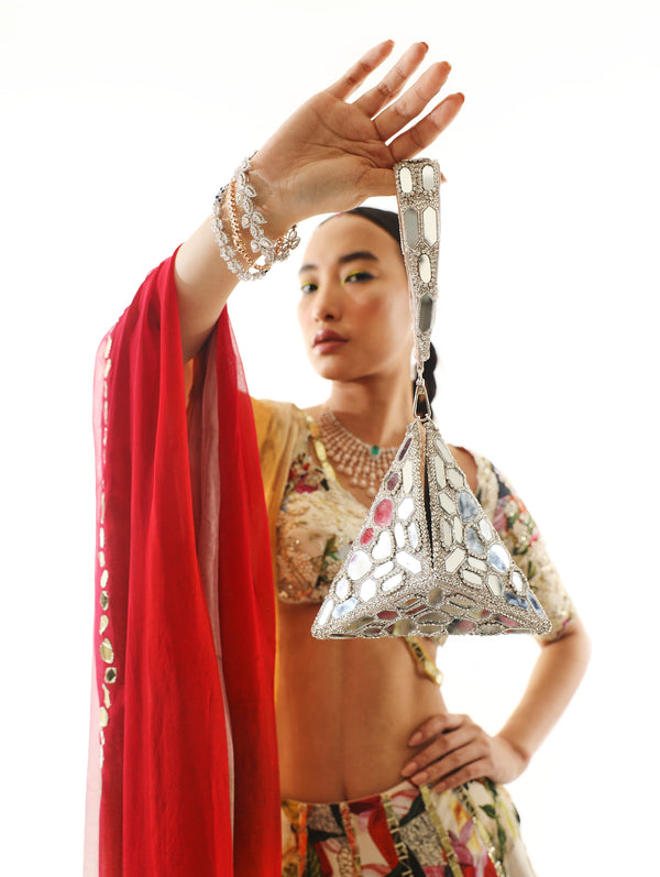 LFW Pyramid Silver Bag